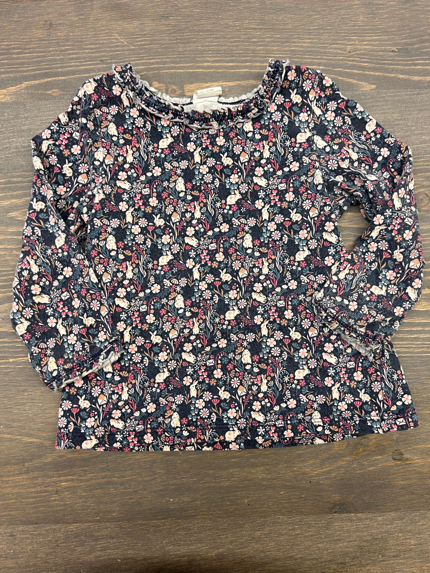 H&M 12/18m rabbit print long sleeve shirt