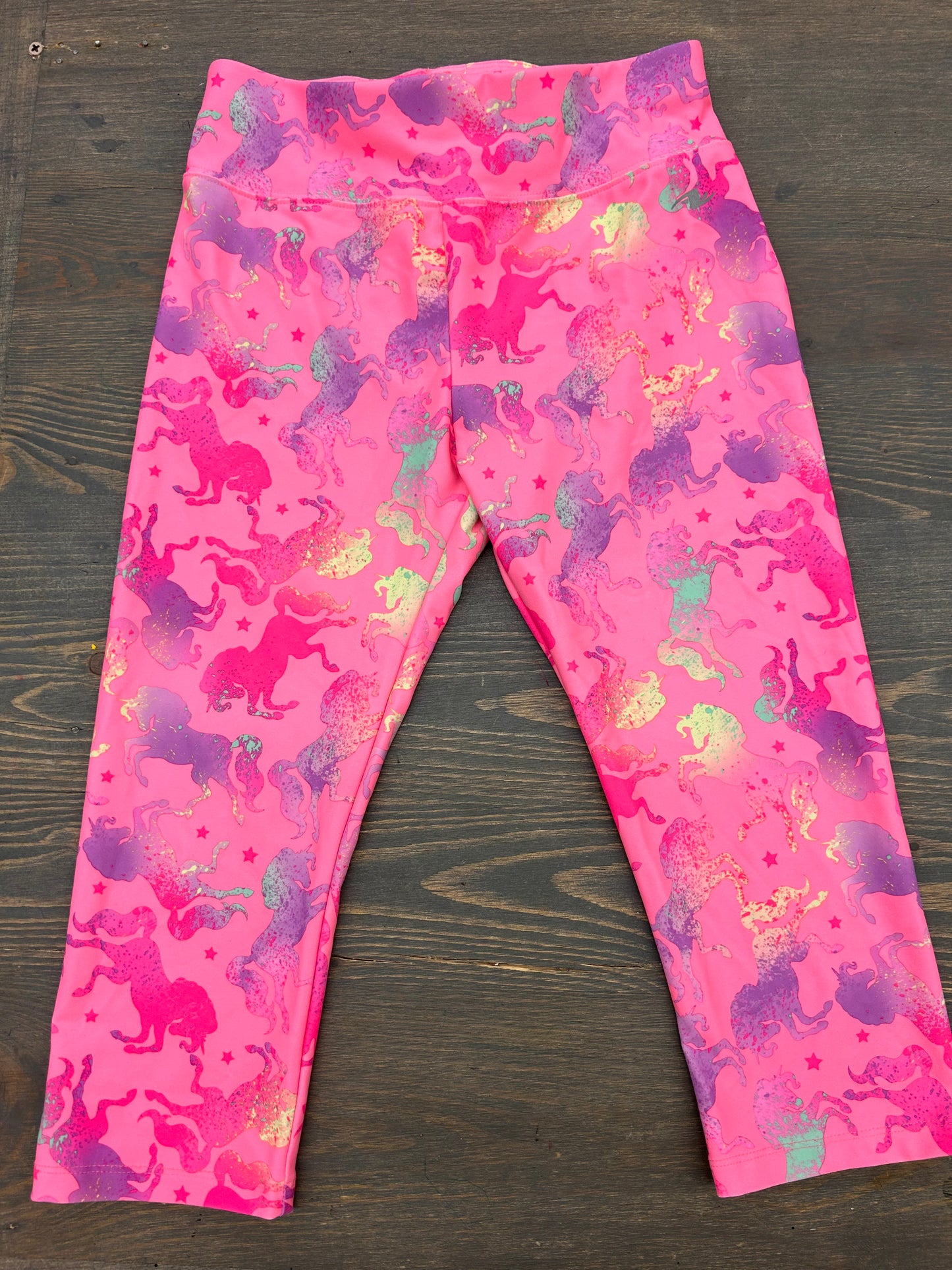Athletic works 10/12 pink unicorn athletic cropped leggings