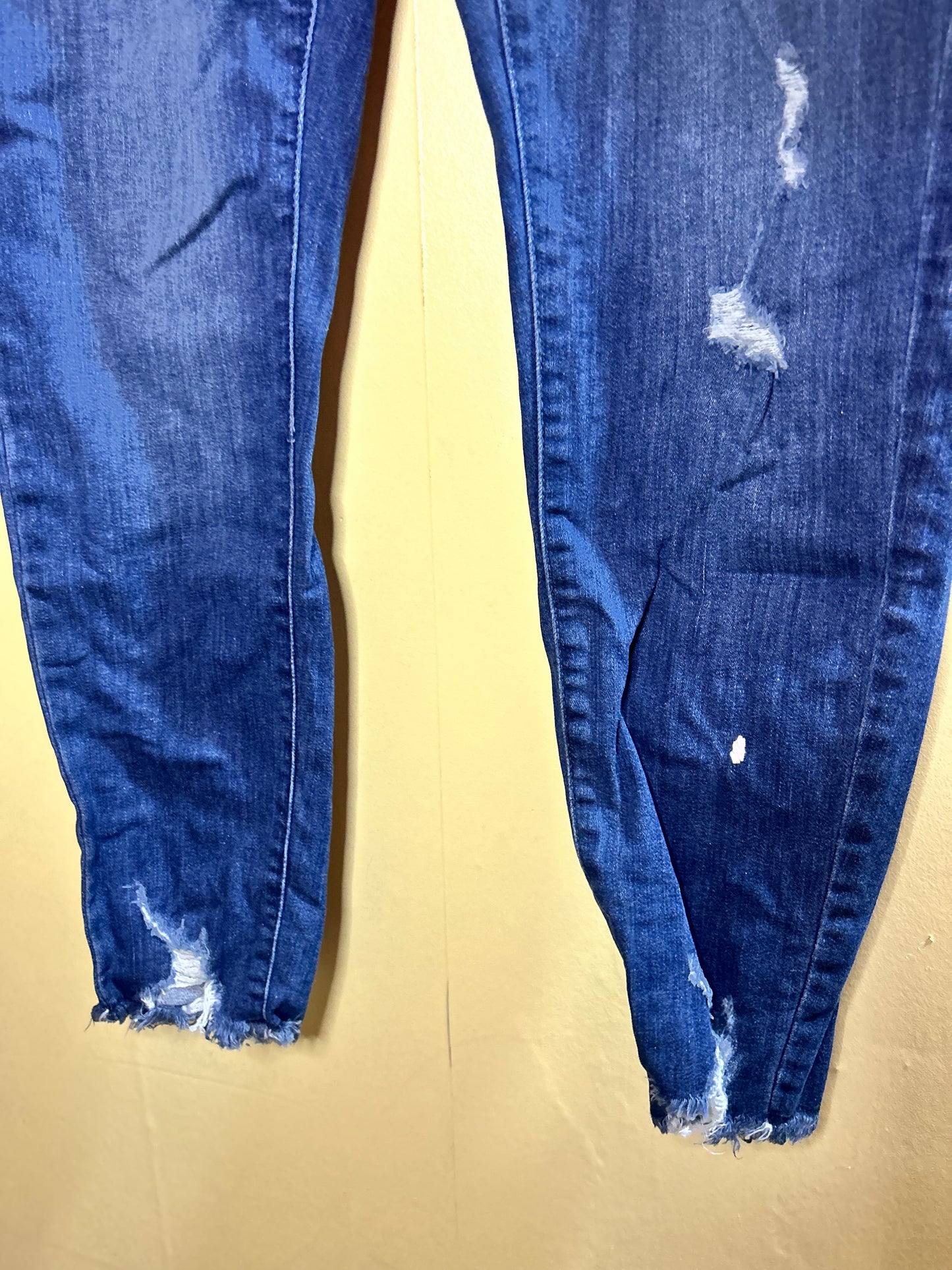 Bootlegger 30 medium wash distressed button high waisted jeans