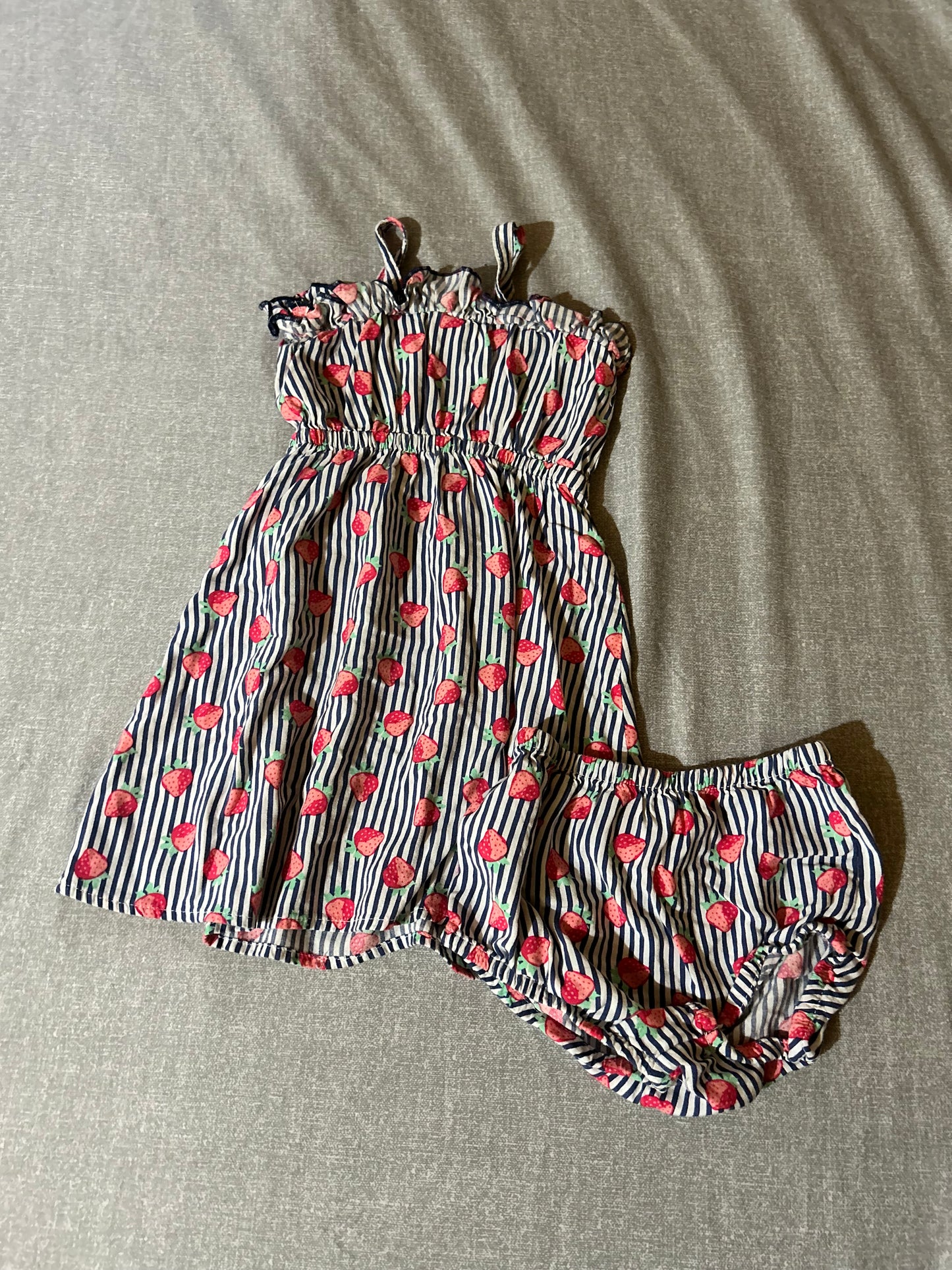 Picapino 24m strawberry striped dress