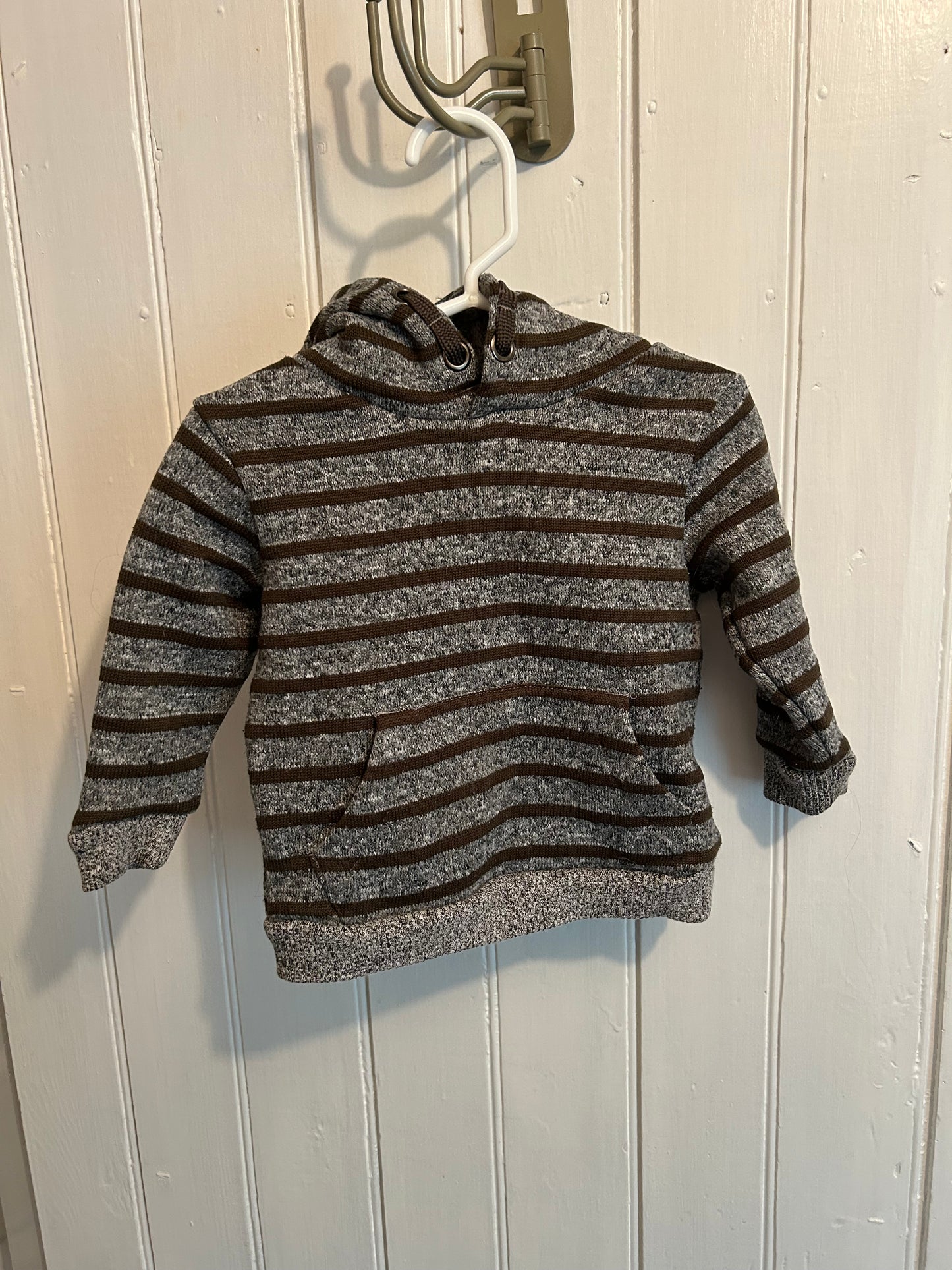 George 12/18m grey & brown striped hoodie