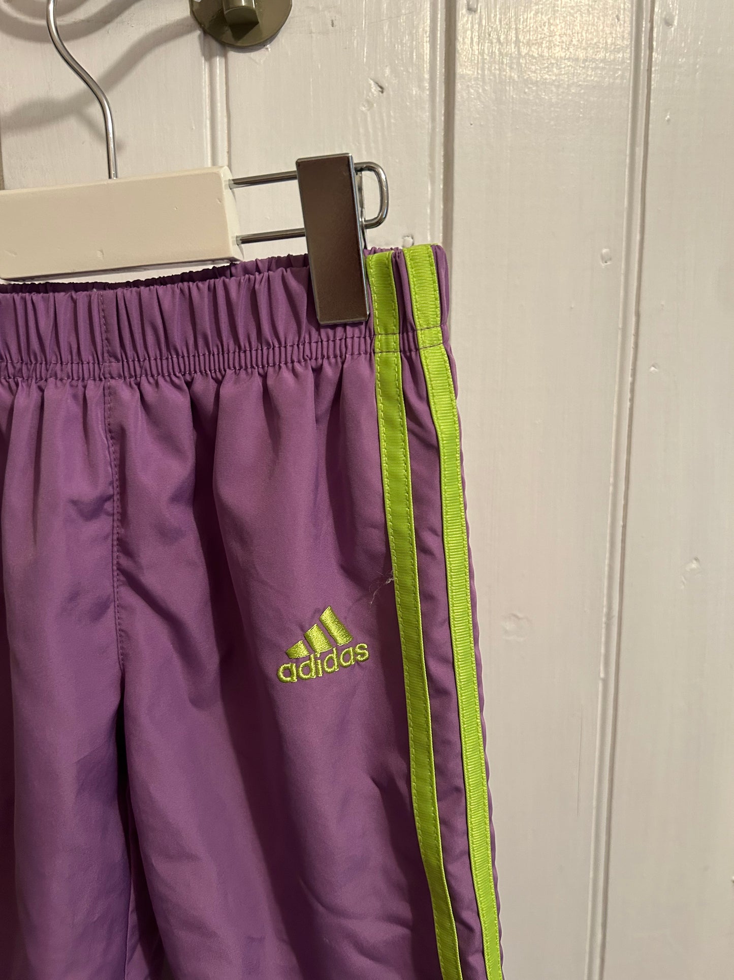 Adidas 2t purple & green windbreaker pants