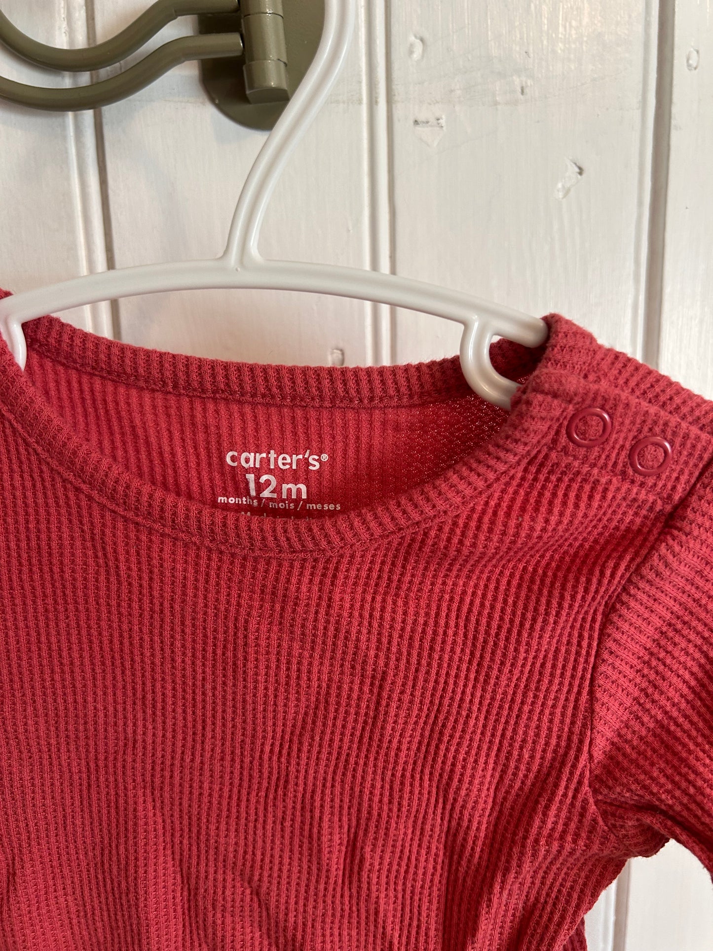 Carters 12m pink waffle knit onesie