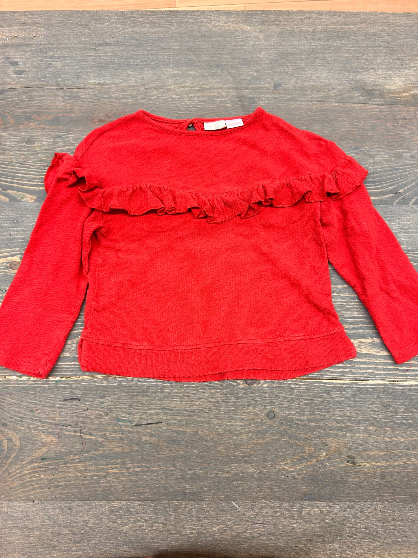 Zara 2/3t red ruffle long sleeve shirt