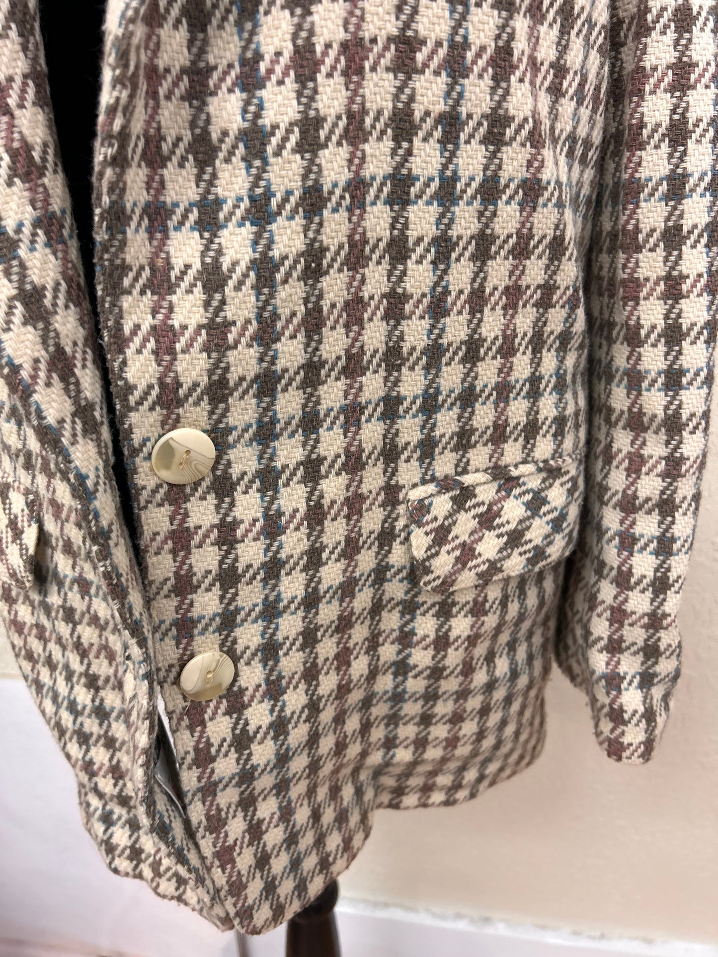 First in fashion 8 brown plaid wool jacket