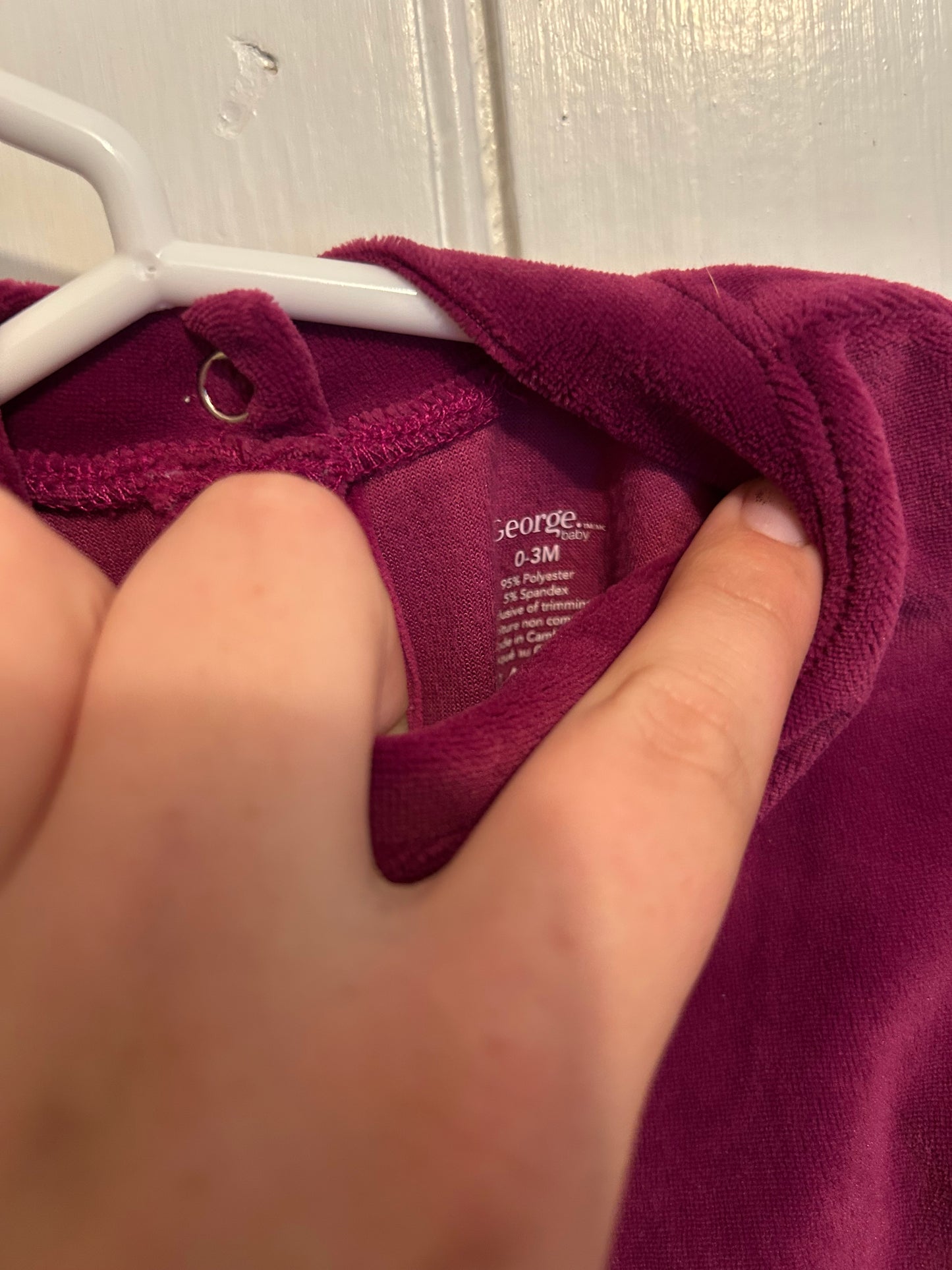 George 0/3m purple velvet sweater set
