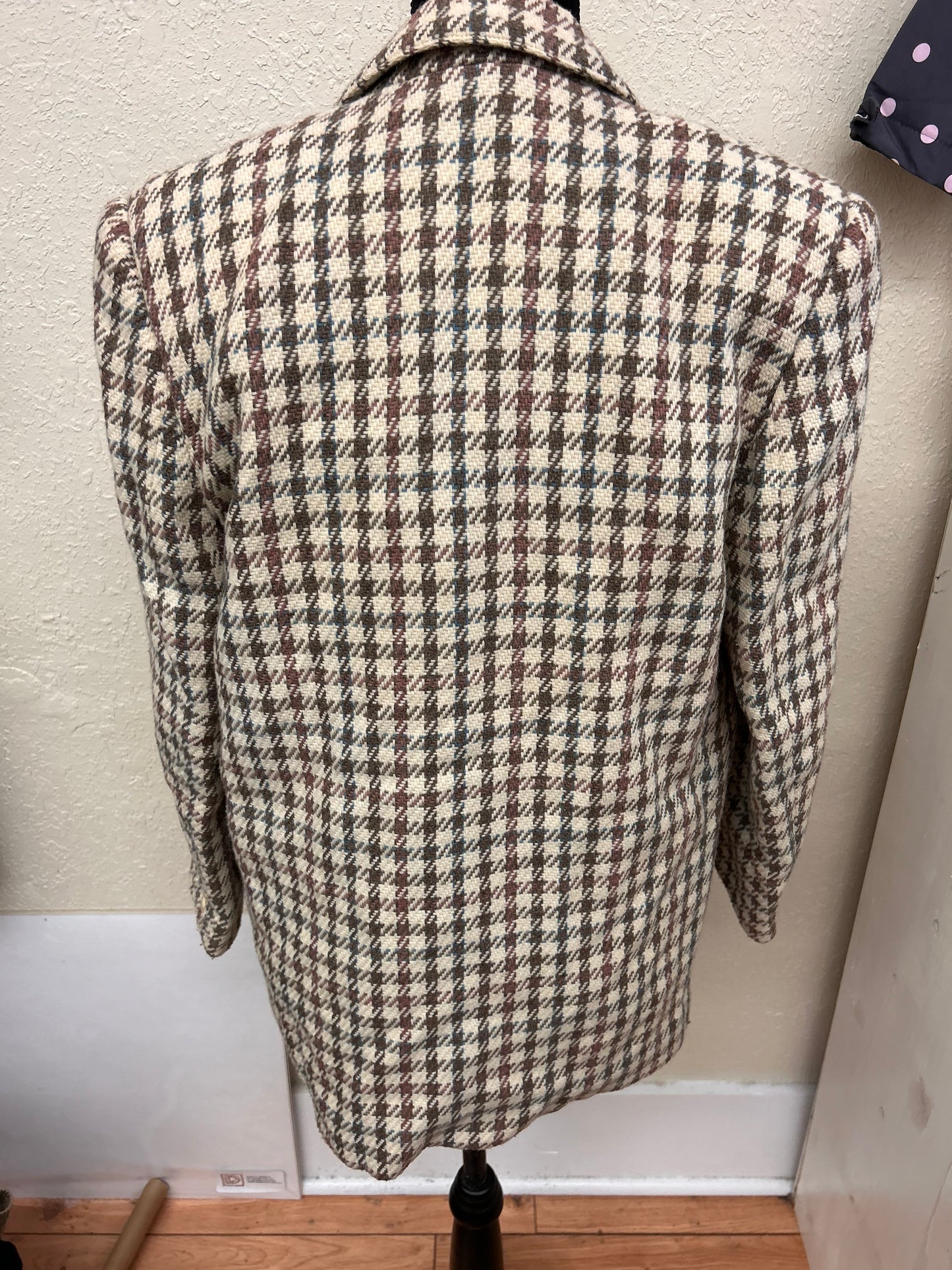First in fashion 8 brown plaid wool jacket