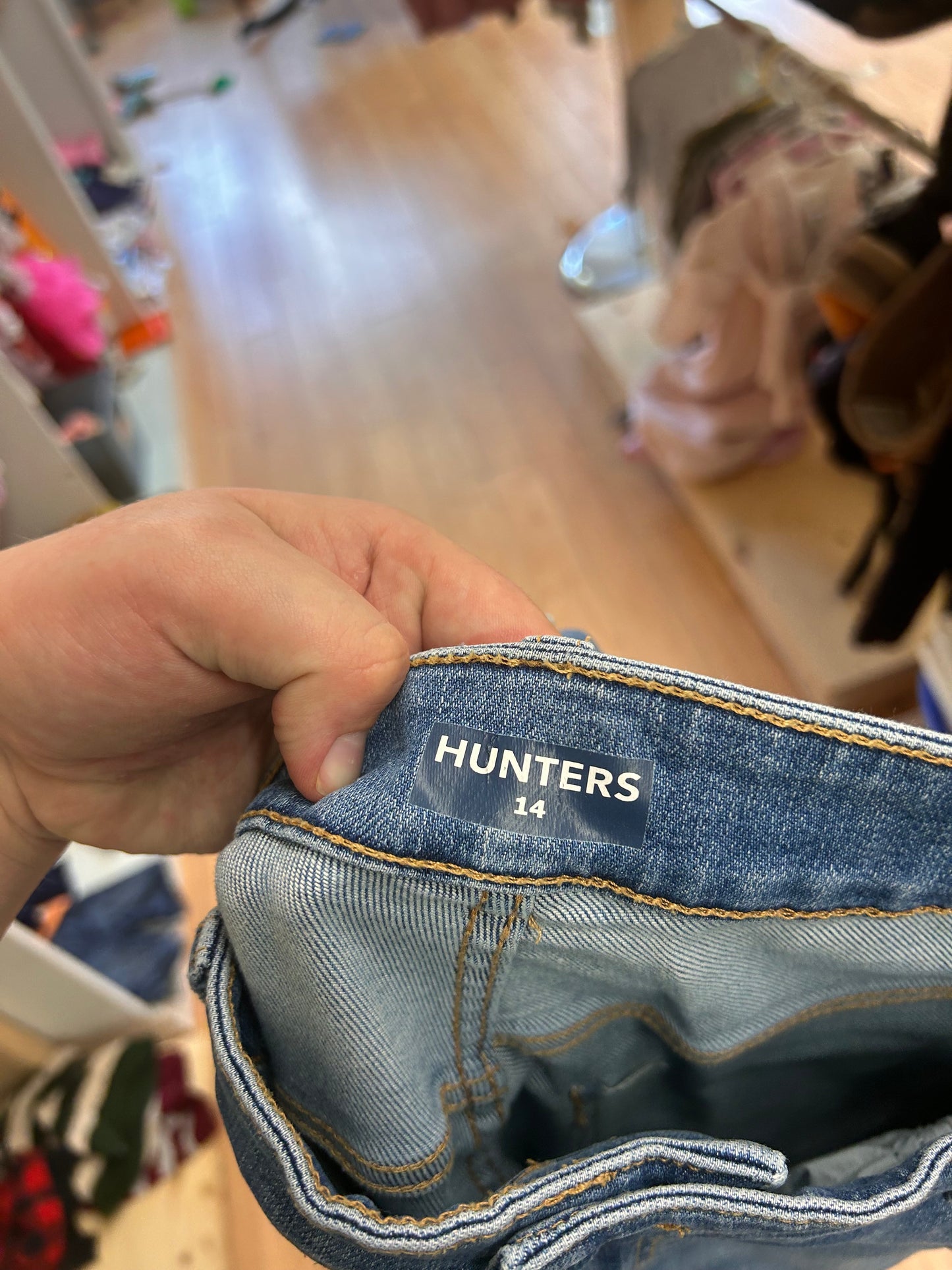 Hunters 14 medium wash raw hem skinny jeans