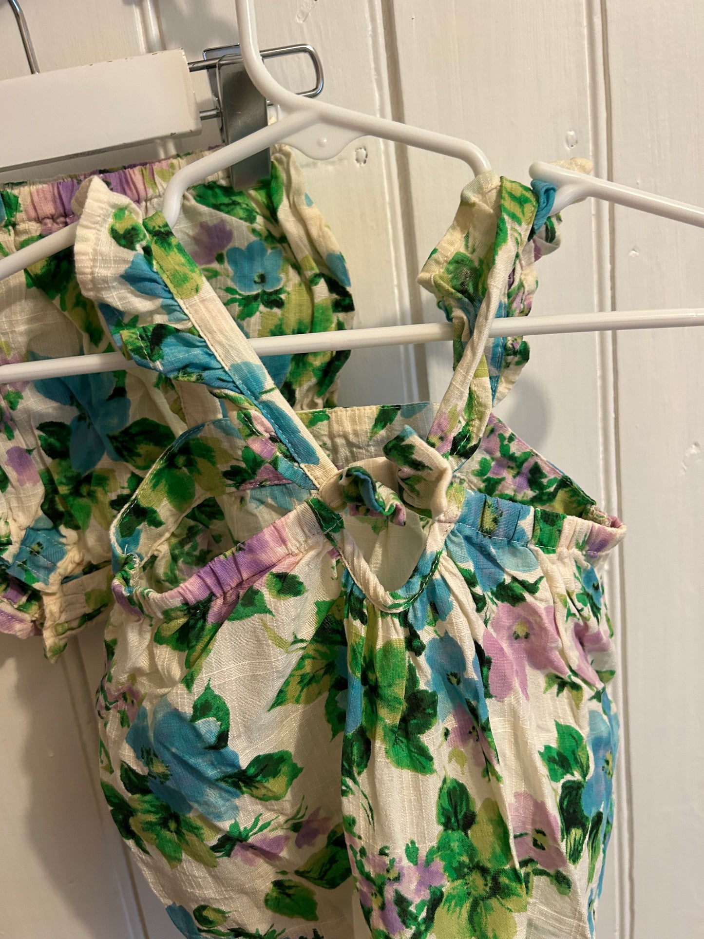 Old navy 6/12m blue & purple floral 2pc set