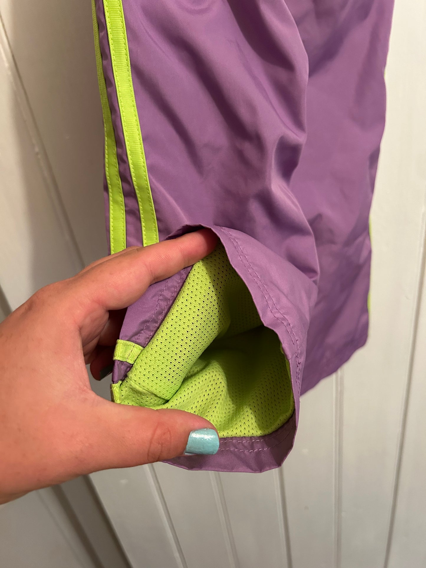 Adidas 2t purple & green windbreaker pants