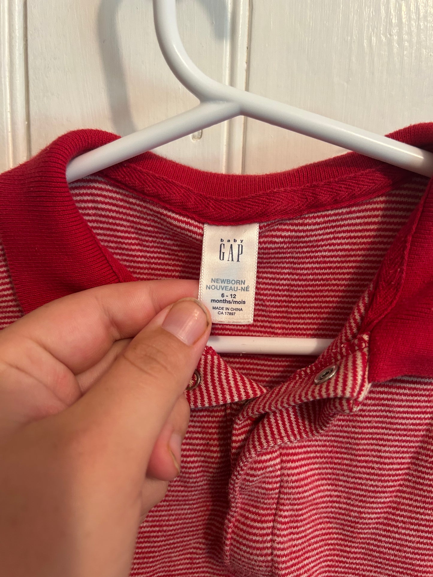 Gap 6/12m red striped polo onesie