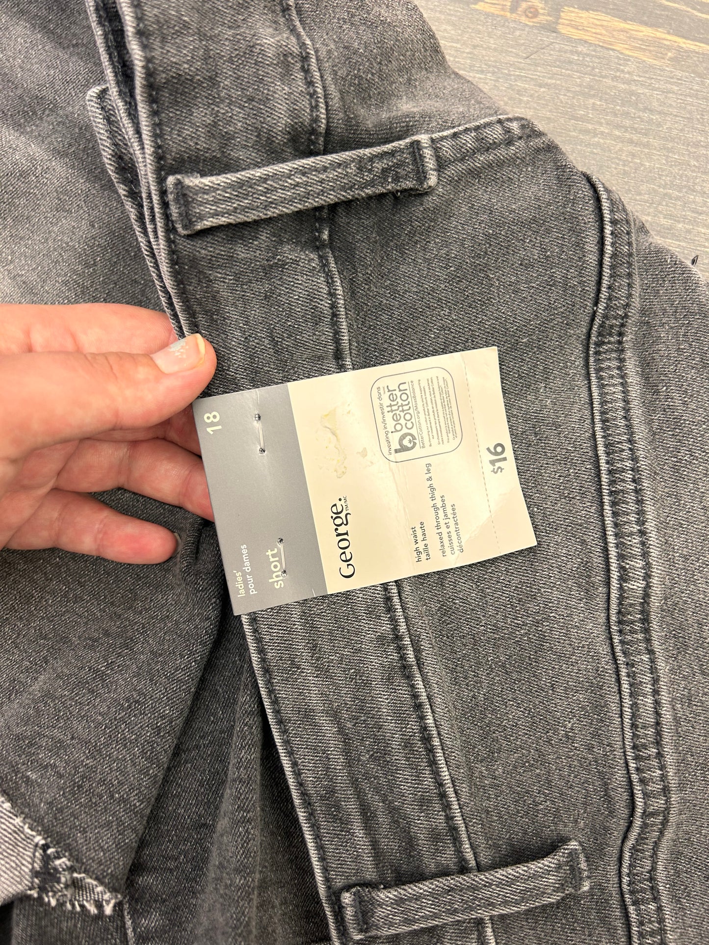 NEW George 18 black denim shorts