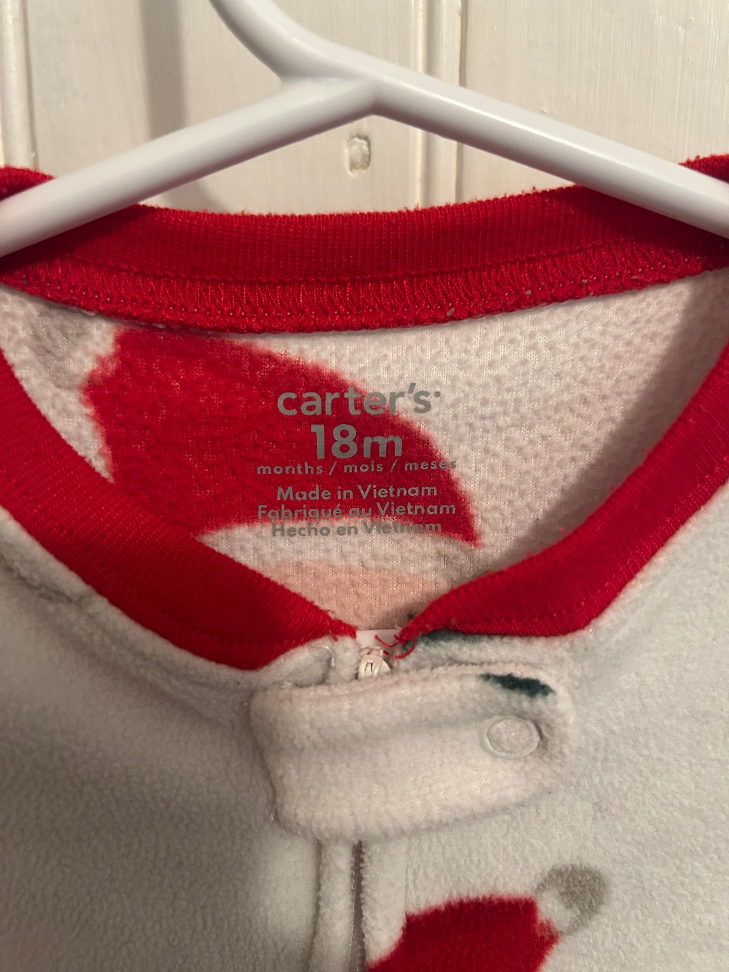 Carters 18m white Santa fleece zip up sleeper