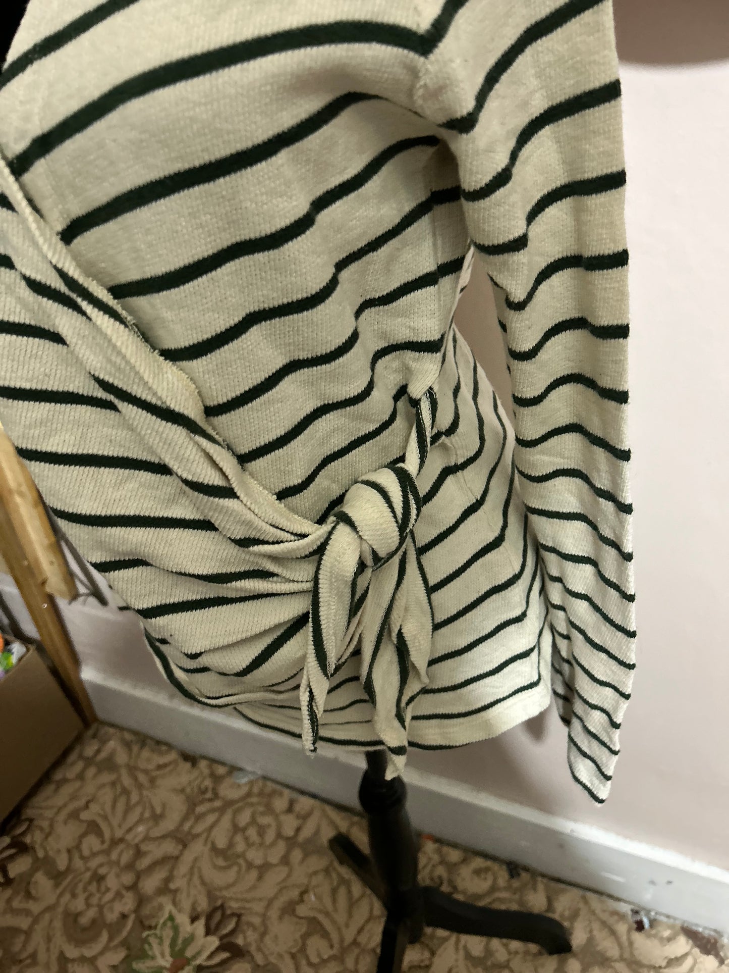 Kismet large green striped wrap top