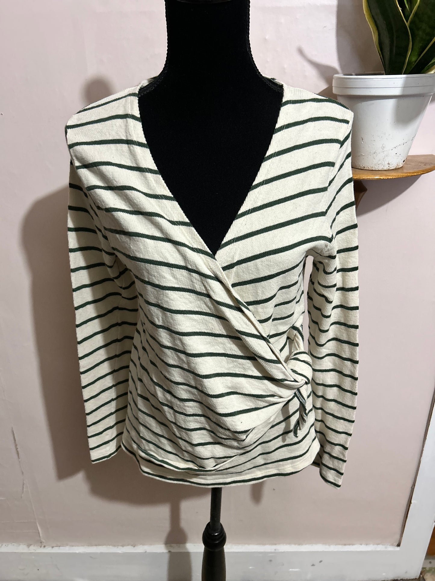 Kismet large green striped wrap top