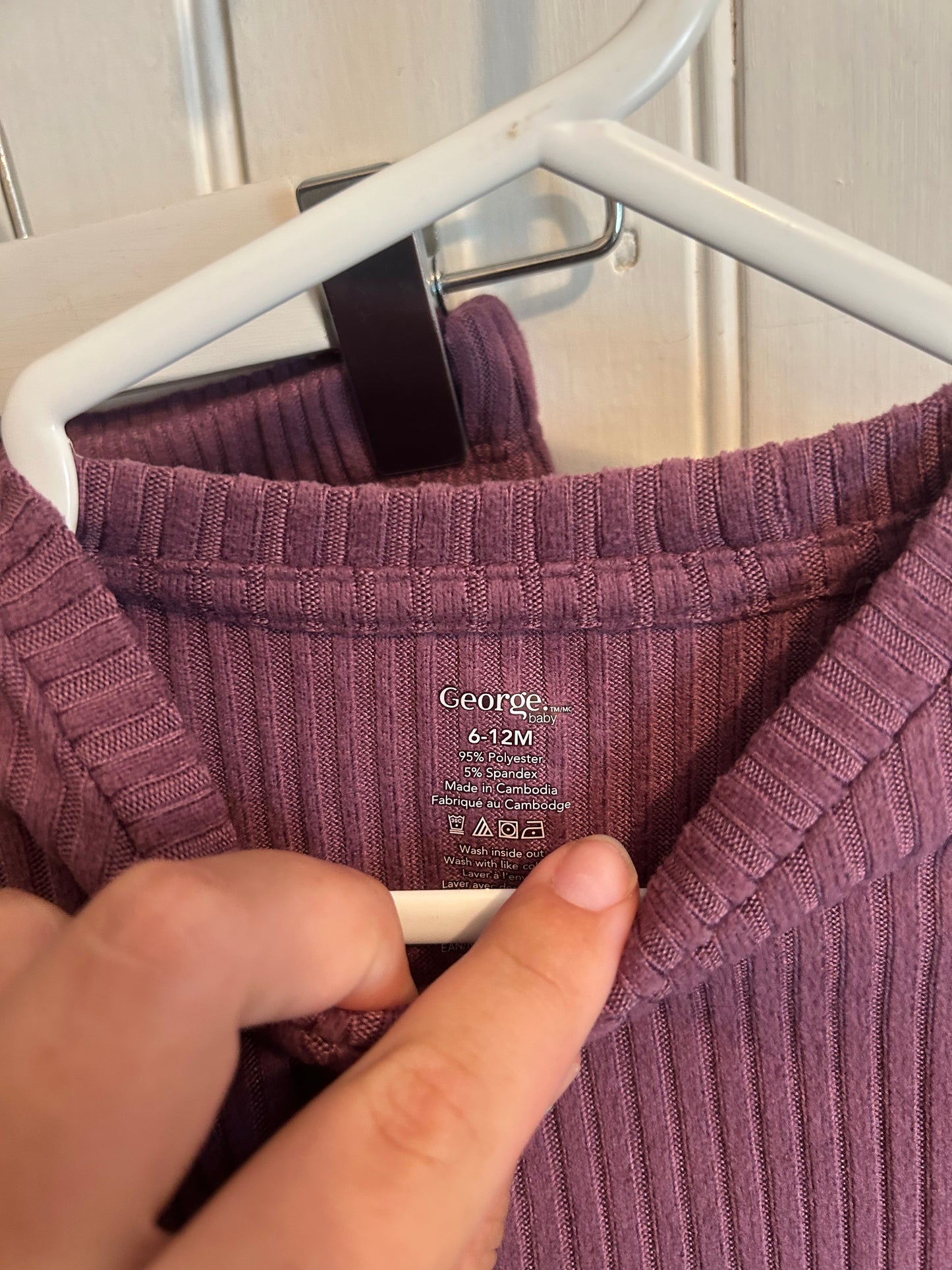 George 6/12m purple ribbed set