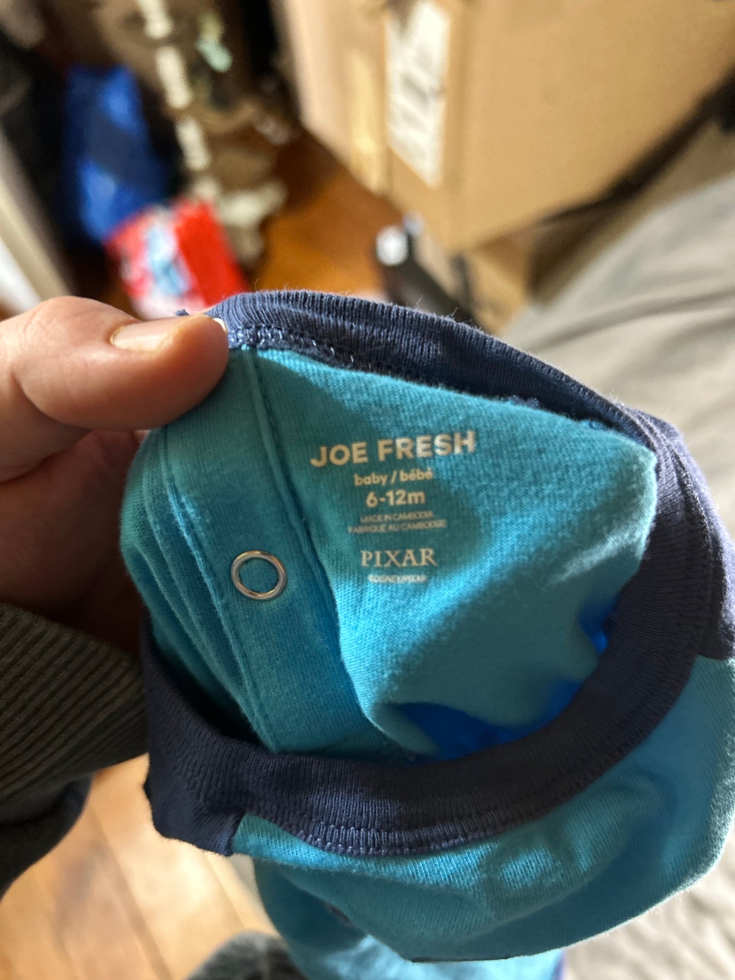 Joe fresh 6/12m blue sulley onesie