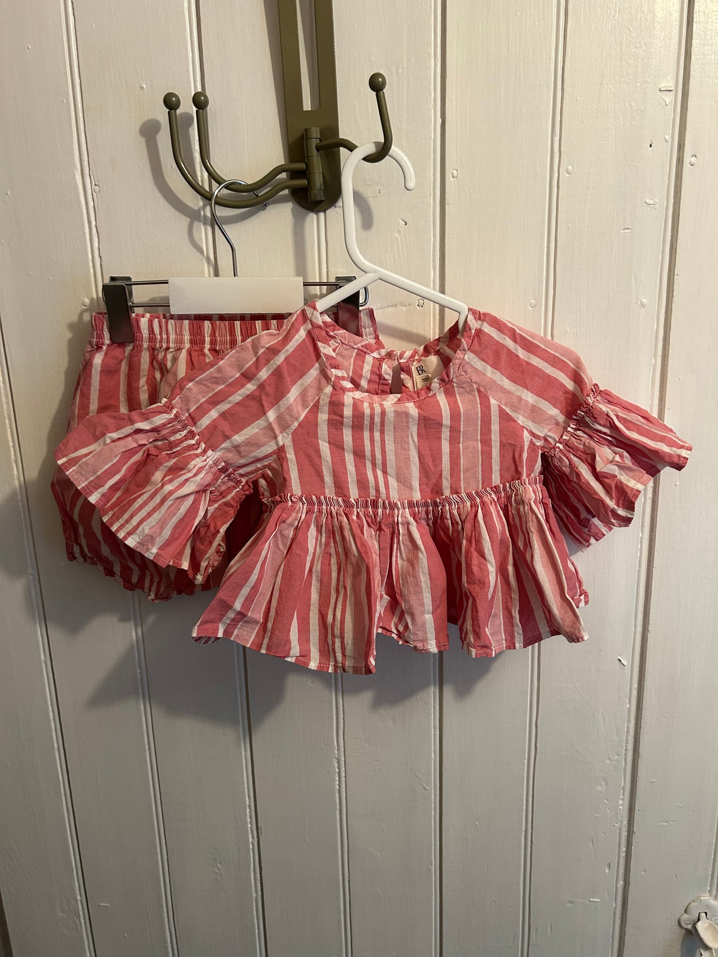 BR 12/18m pink striped flare set