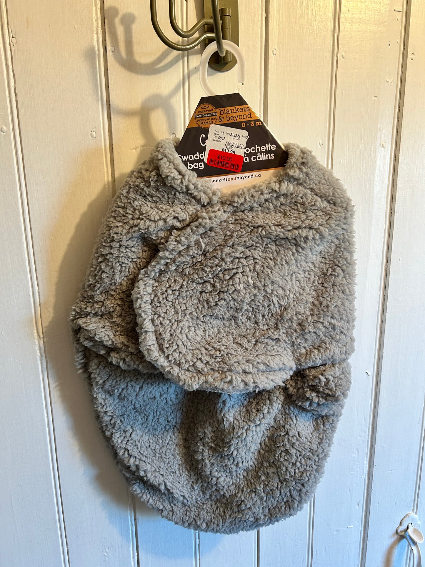NEW 0/3m grey fleece swaddle bag