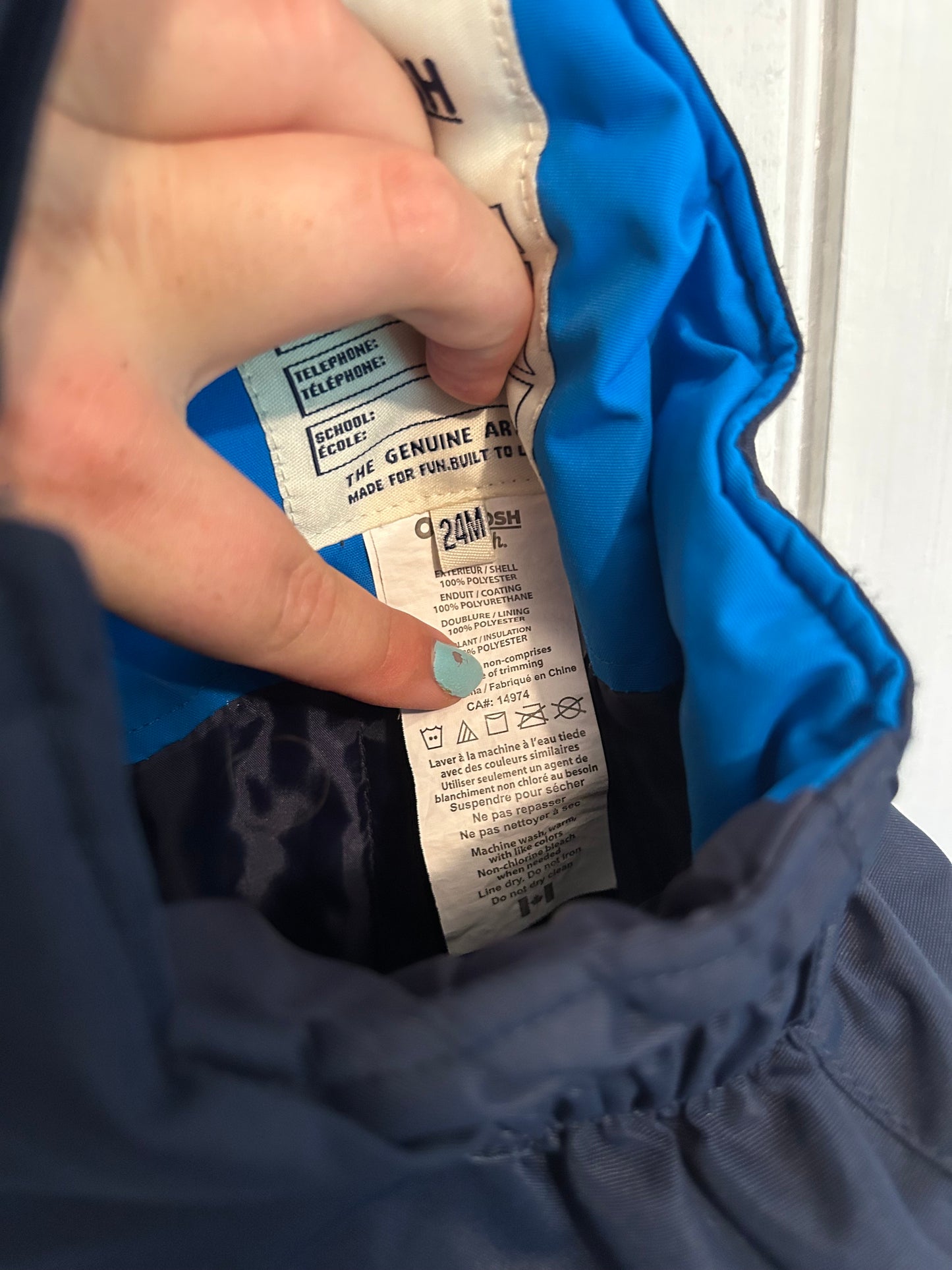 Oshkosh 24m blue 2pc snowsuit