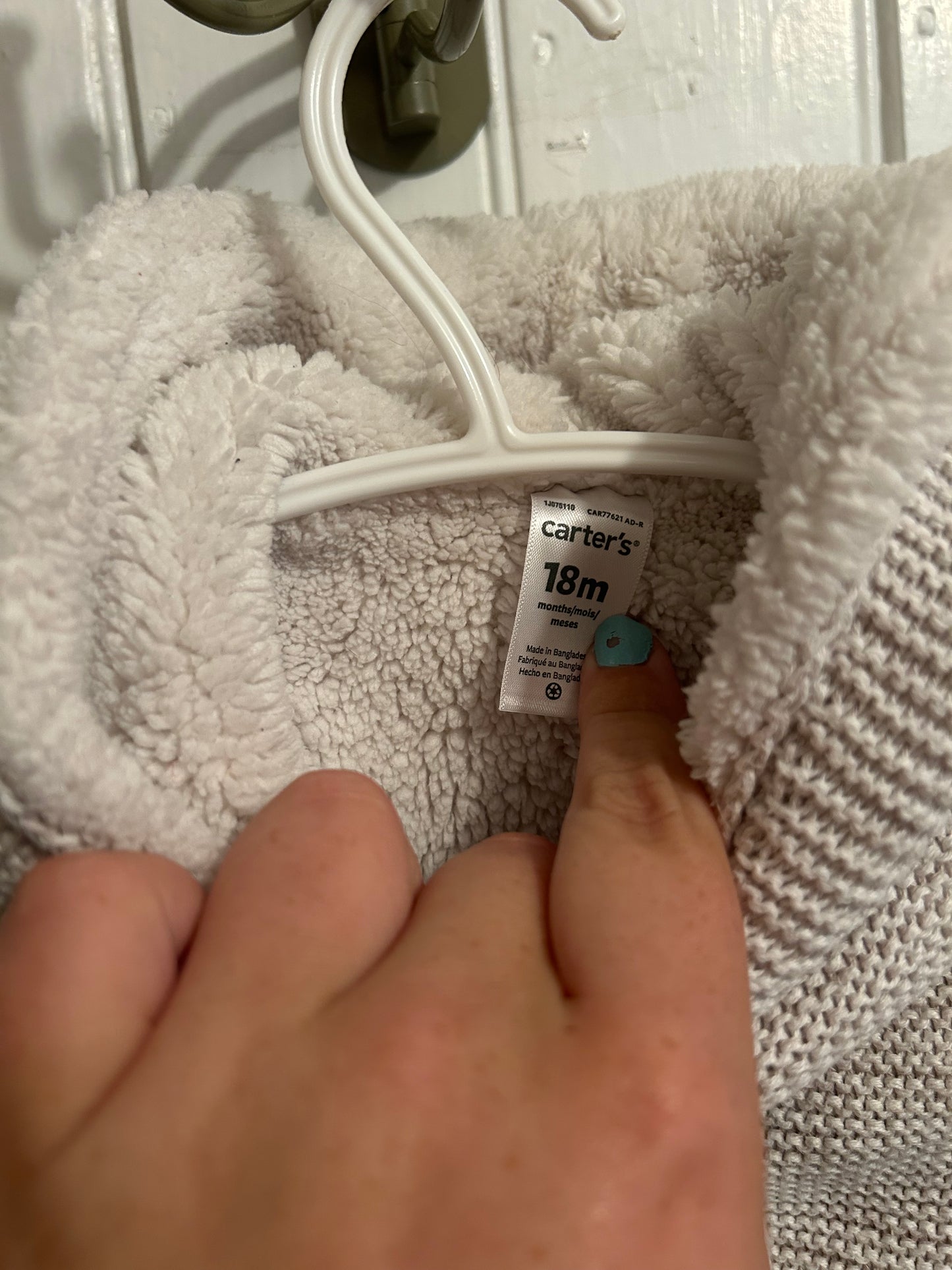 Carters 18m grey knit fleece button up cardigan jacket