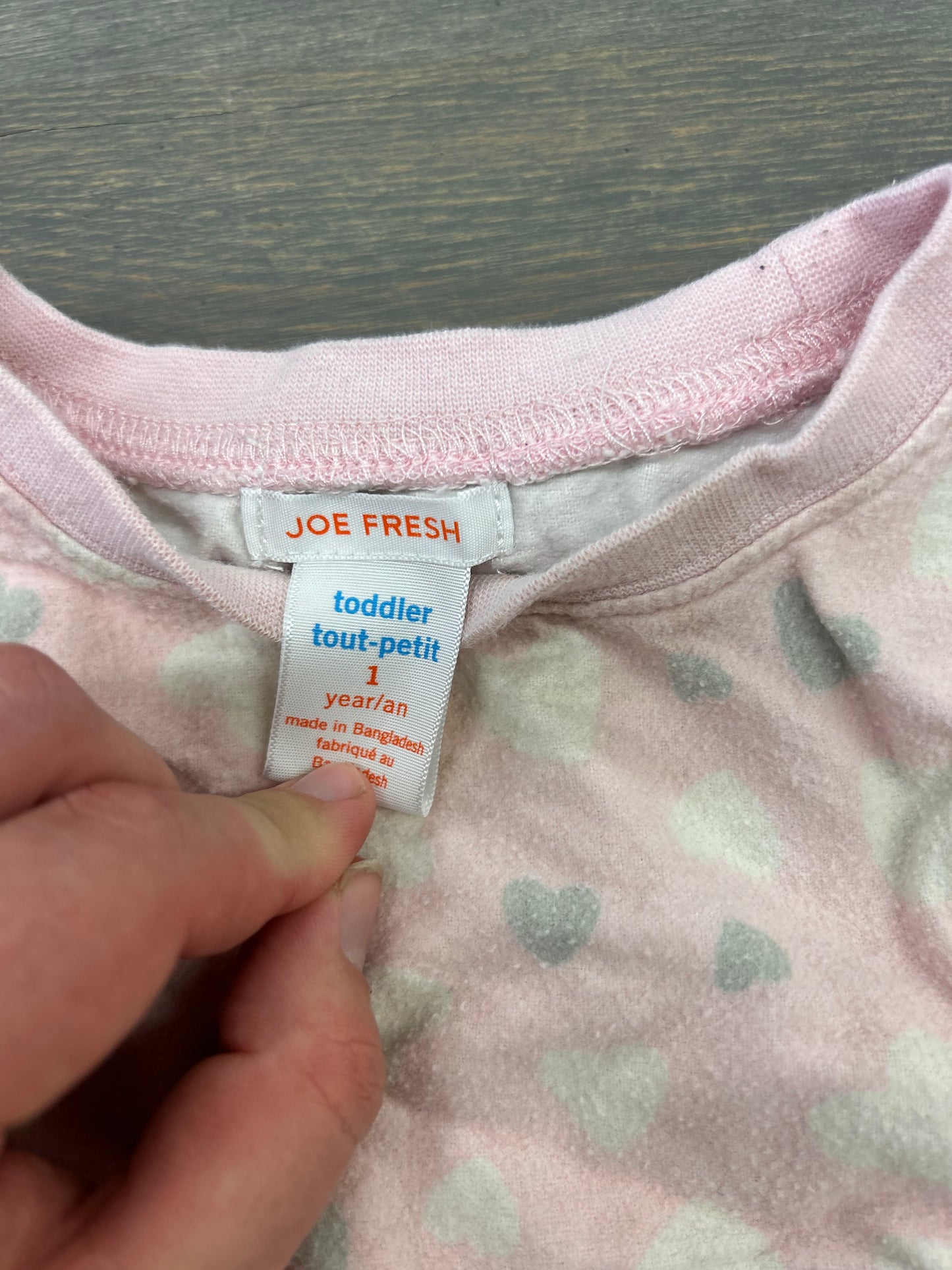 Joe fresh 12m pink heart 2pc lounge set