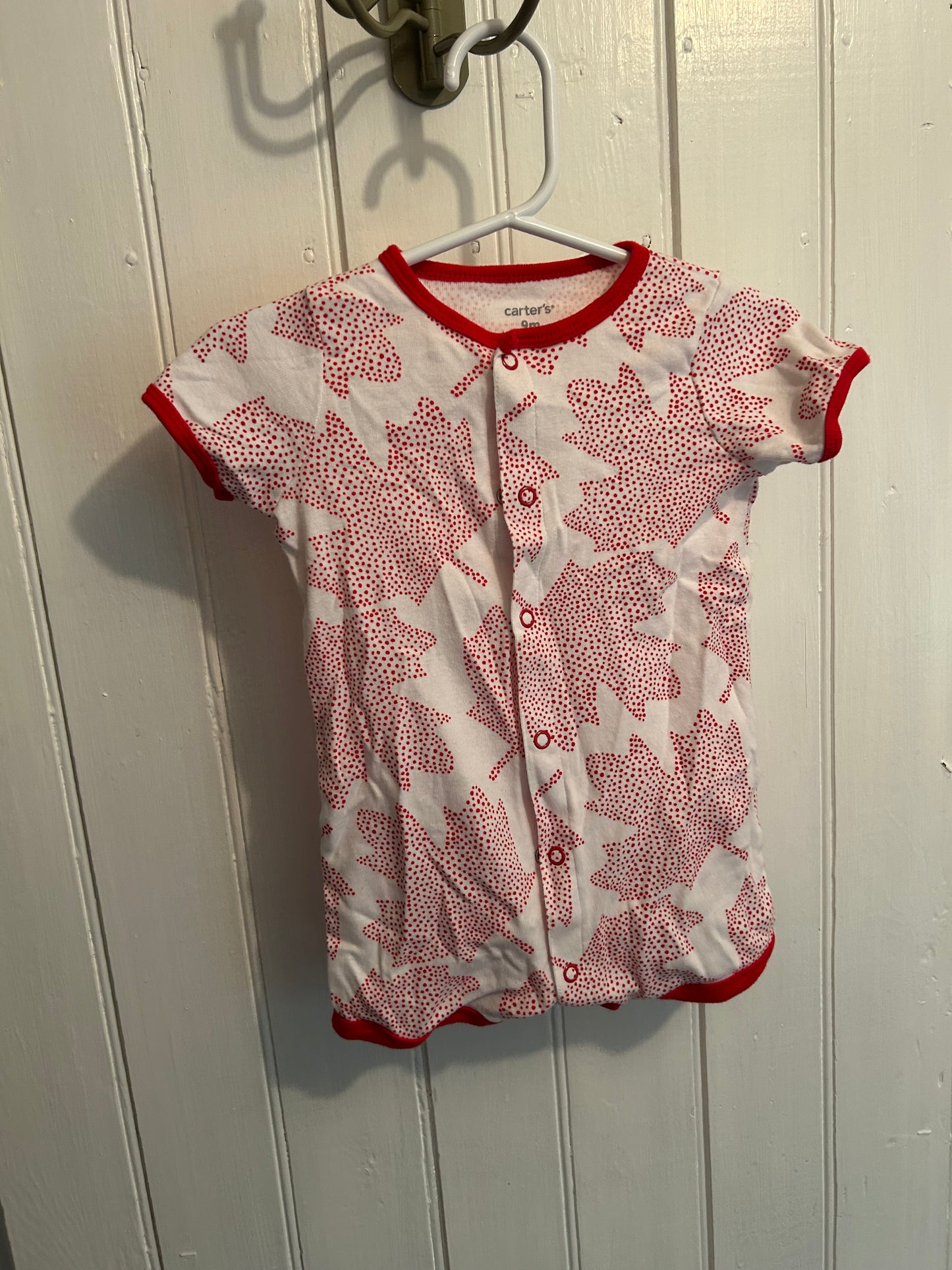 Carters 9m red Canadian leaf romper