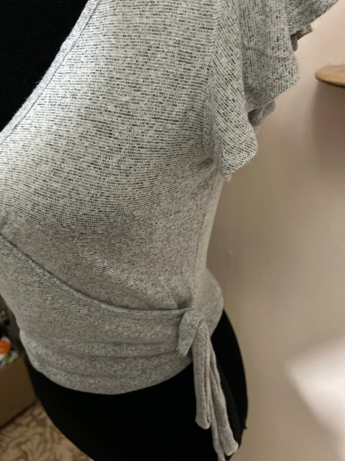 Caution to the wind medium grey wrap top