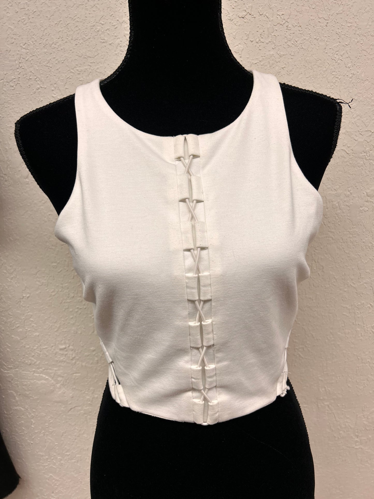 Guess medium white lace up crop top
