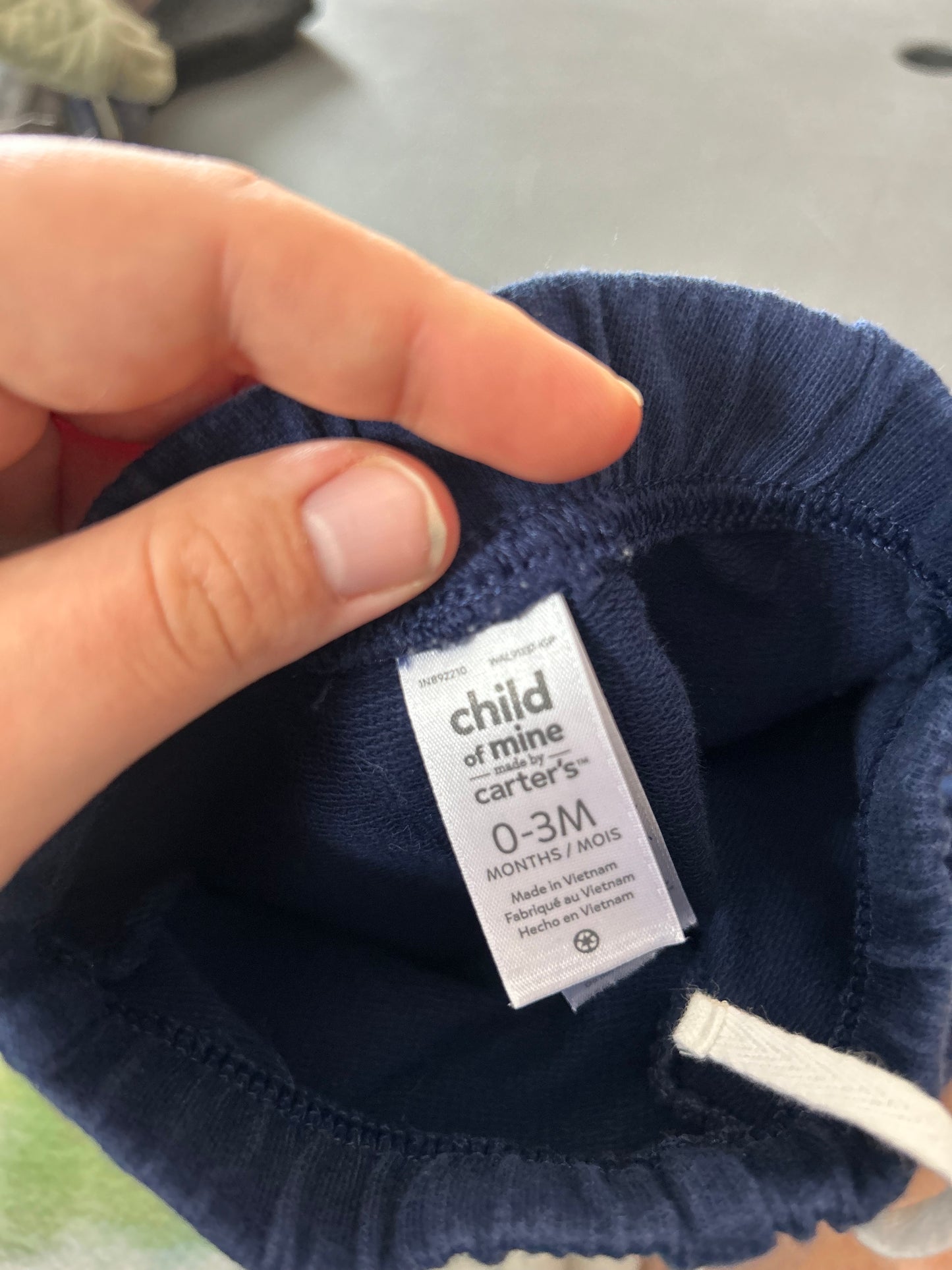 Carters 0/3m navy joggers