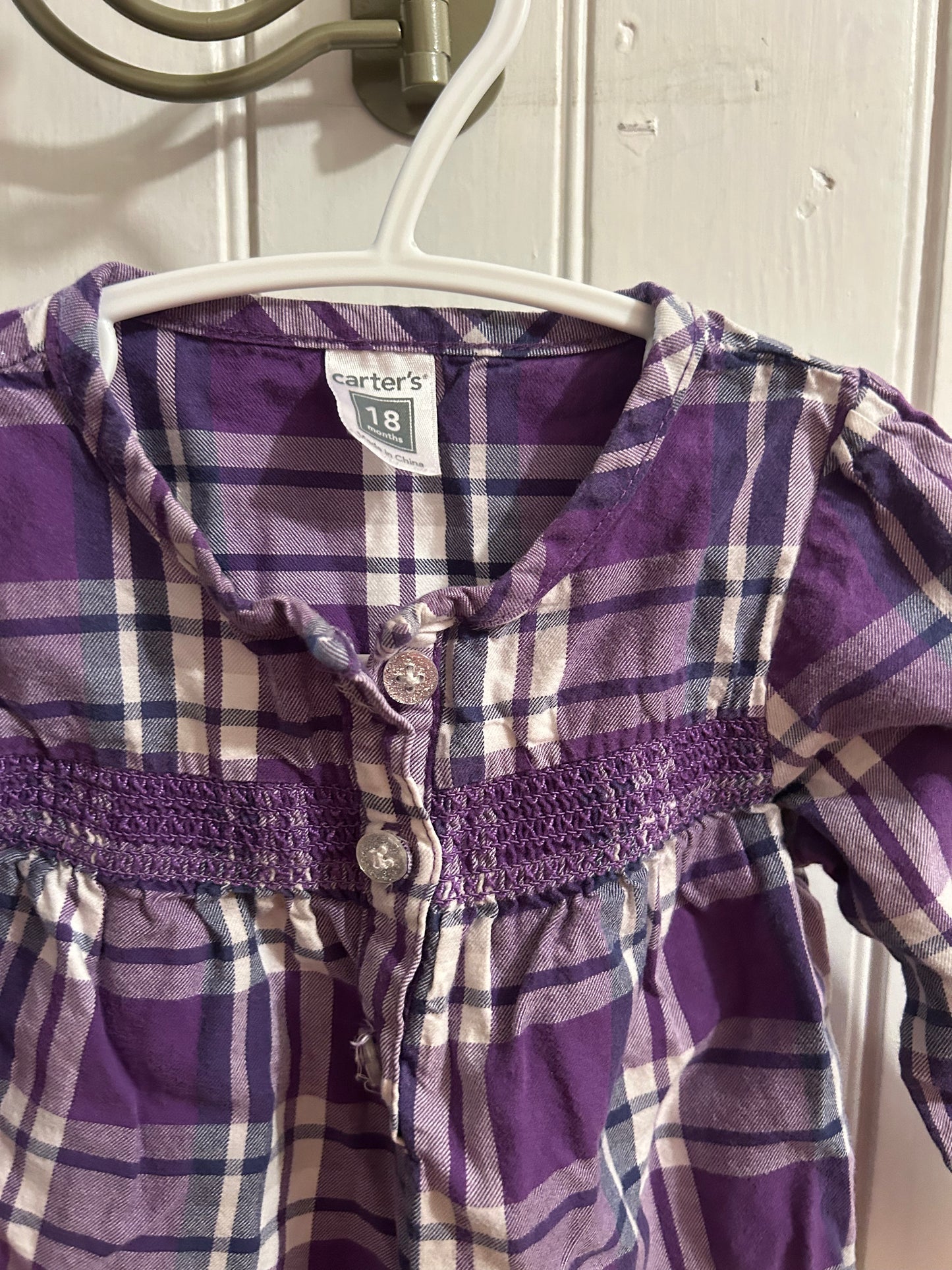 Carters 18m purple plaid top