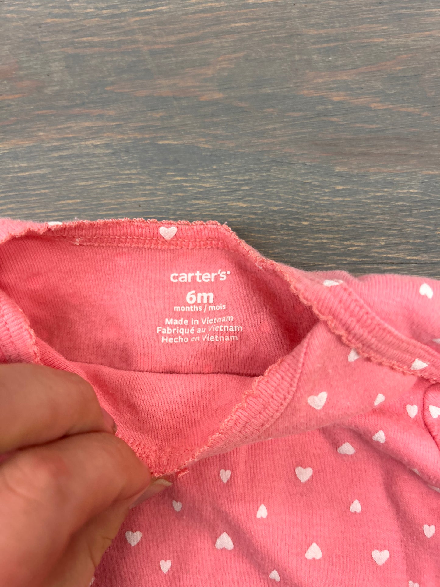 Carters 6m pink heart onesie