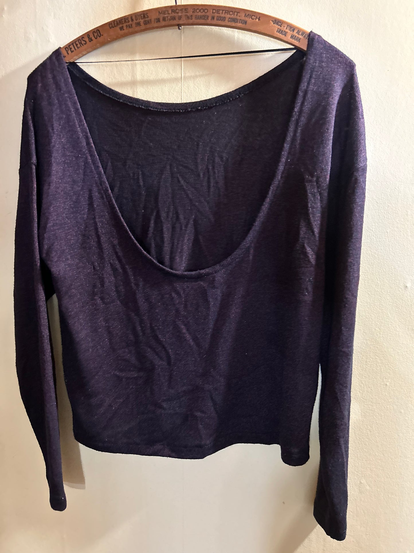 Noisy may xs dark purple low back long sleeve shirt
