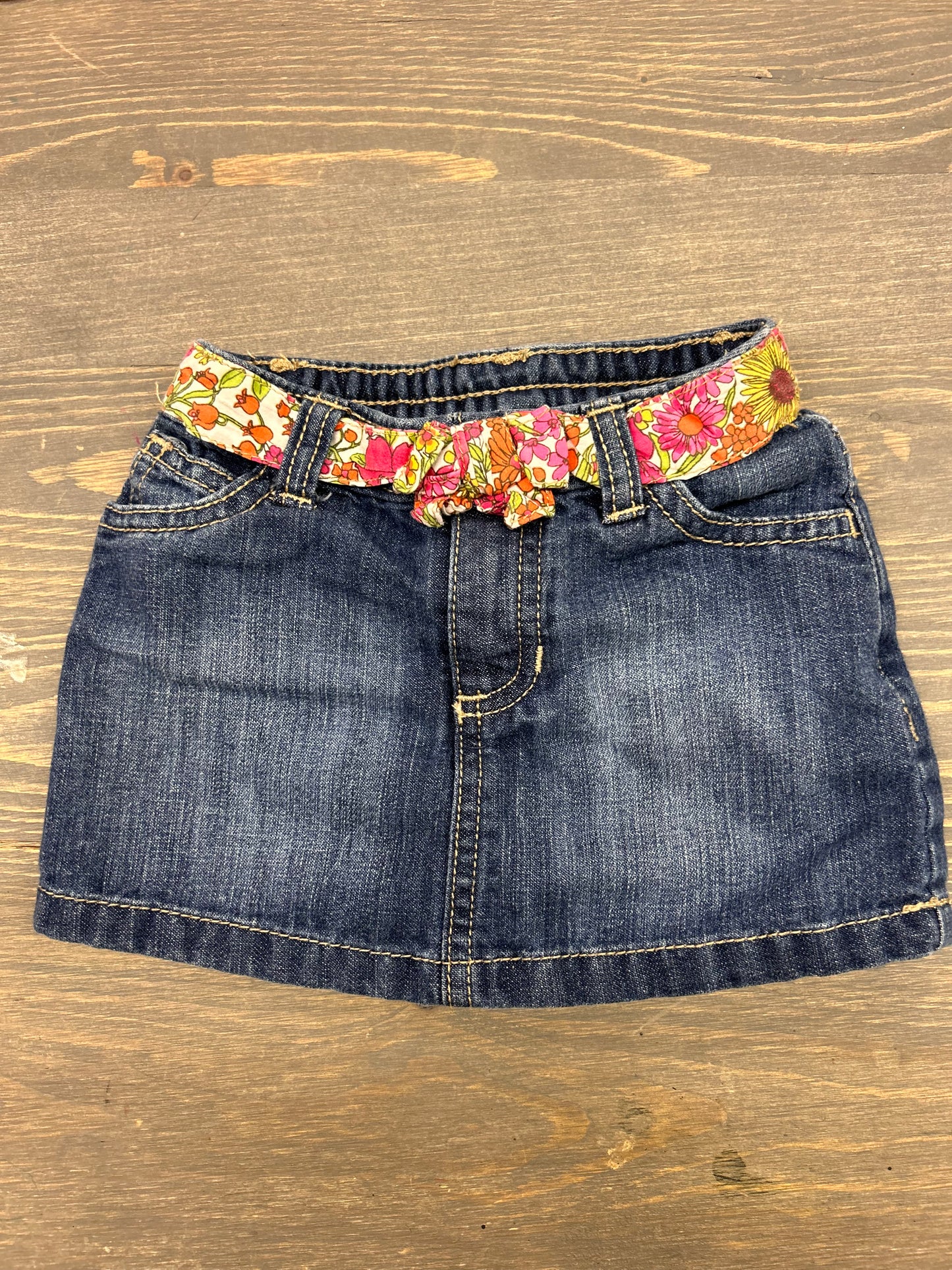 Old navy 6/12m denim skirt with floral belt