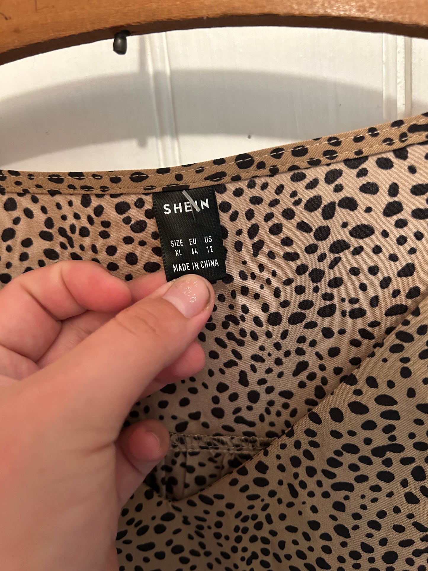 Shein xl black & brown cheetah like vneck blouse