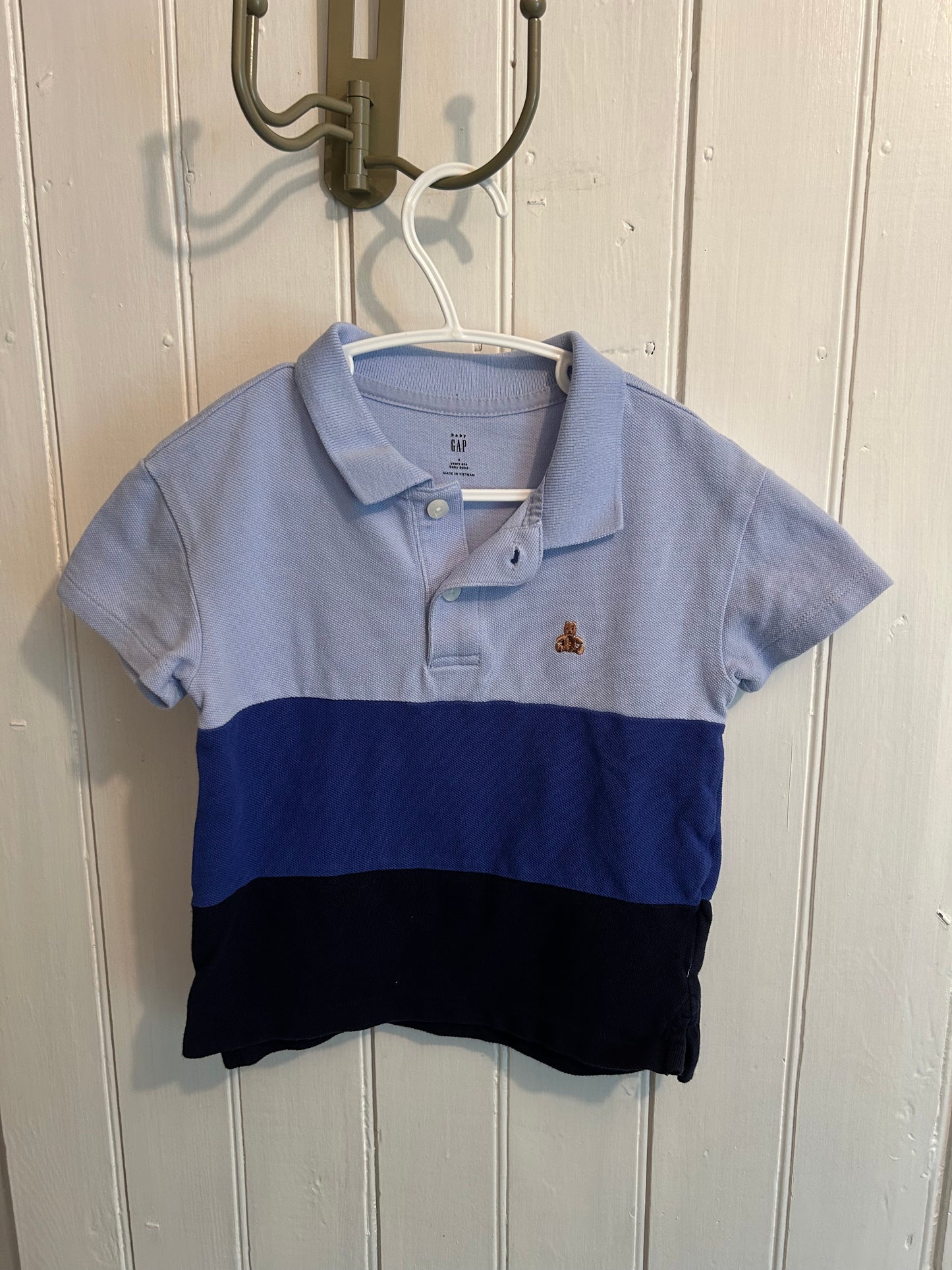 Gap 4t blue colourblock polo top
