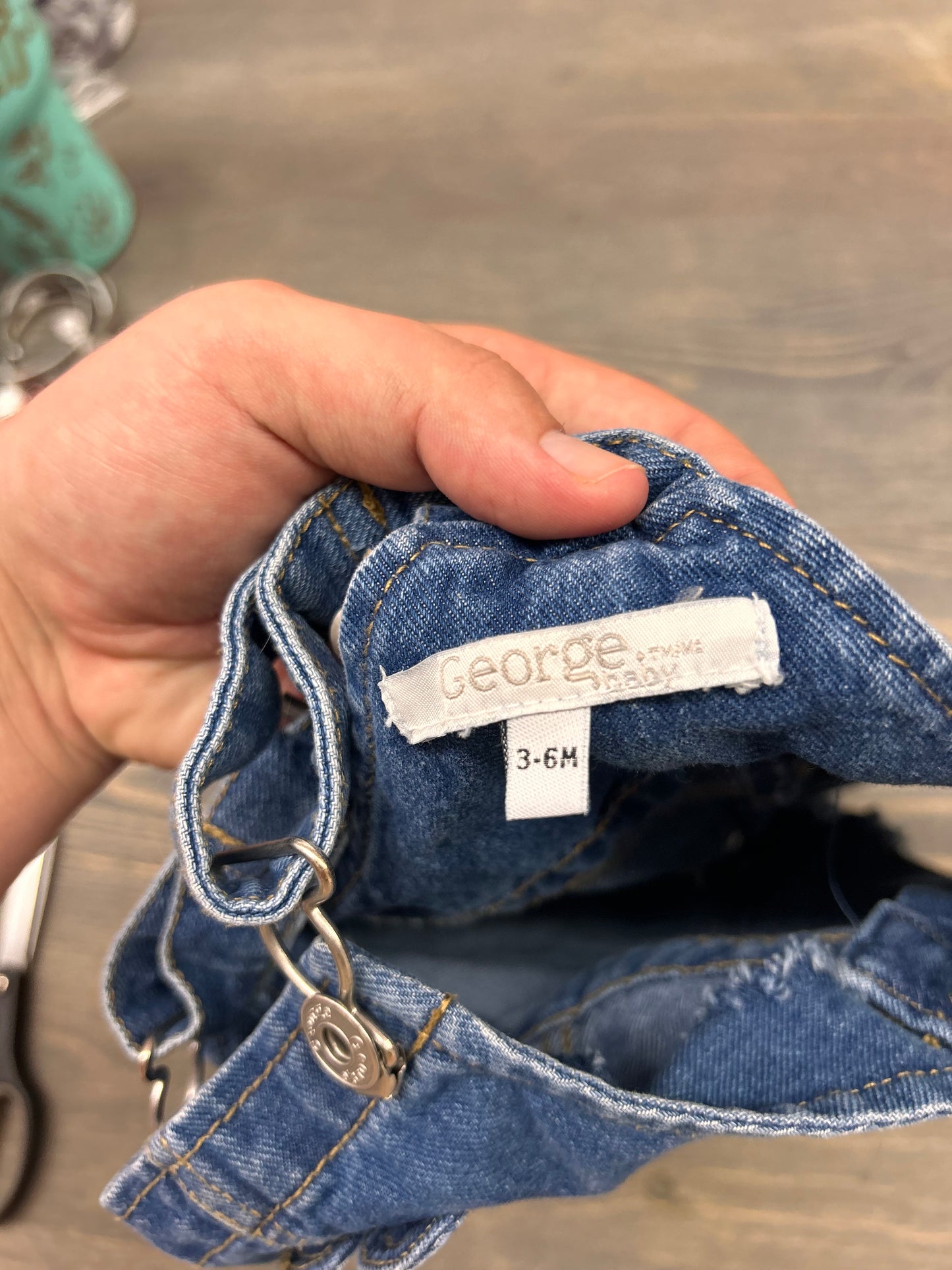 George 3/6m heart denim overalls