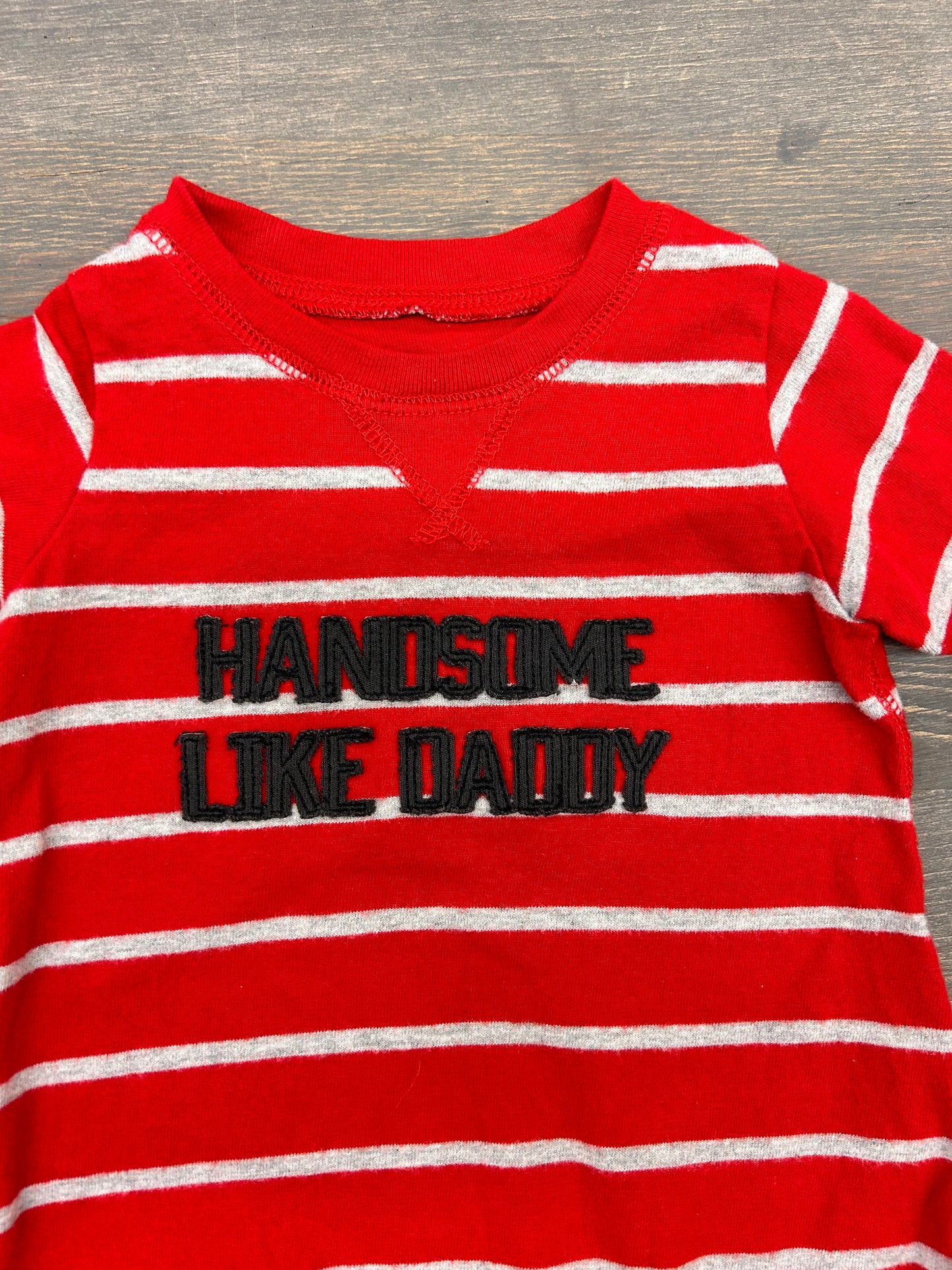 Carters 3m red striped handsome romper