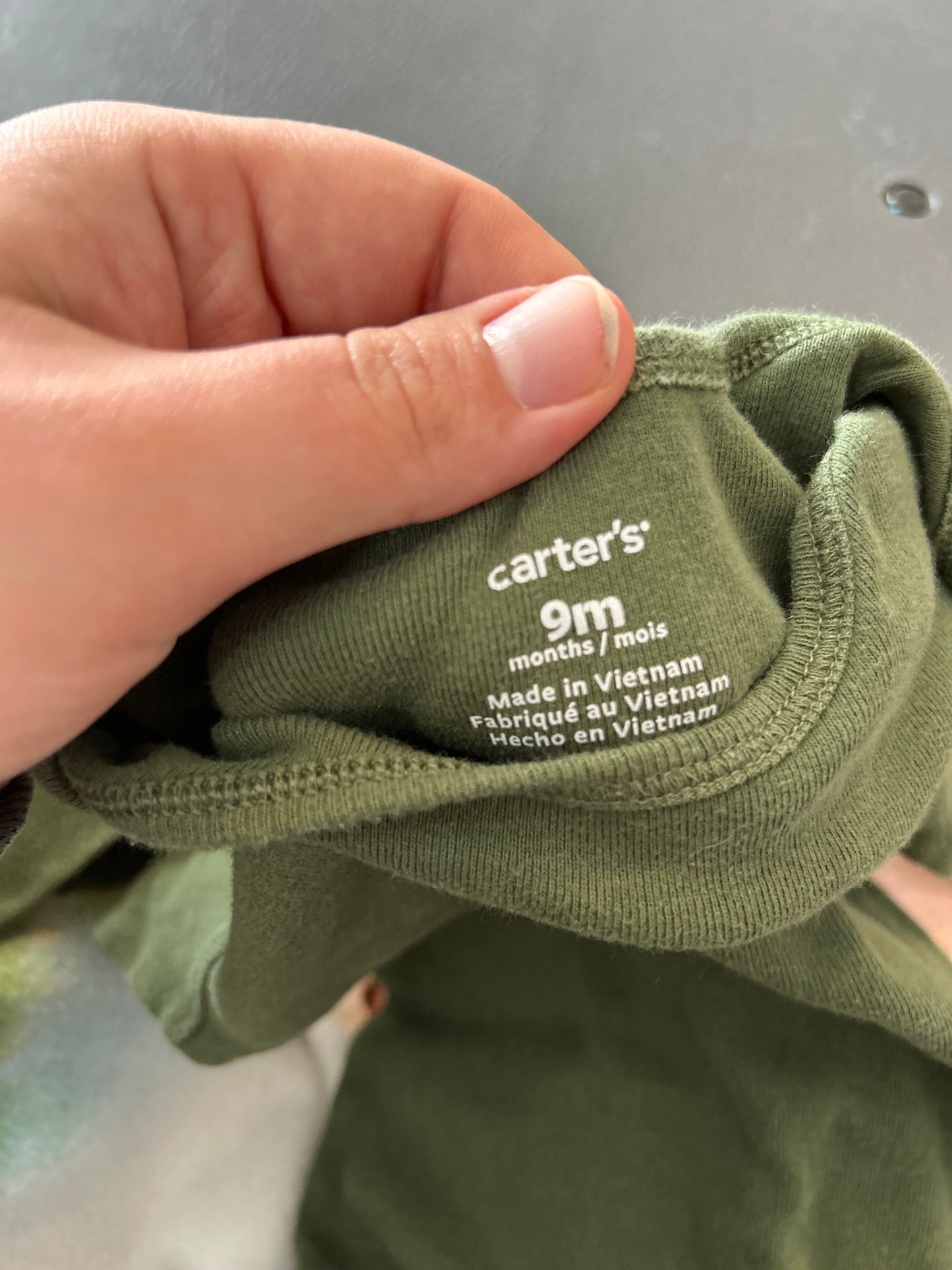 Carters 9m green onesie