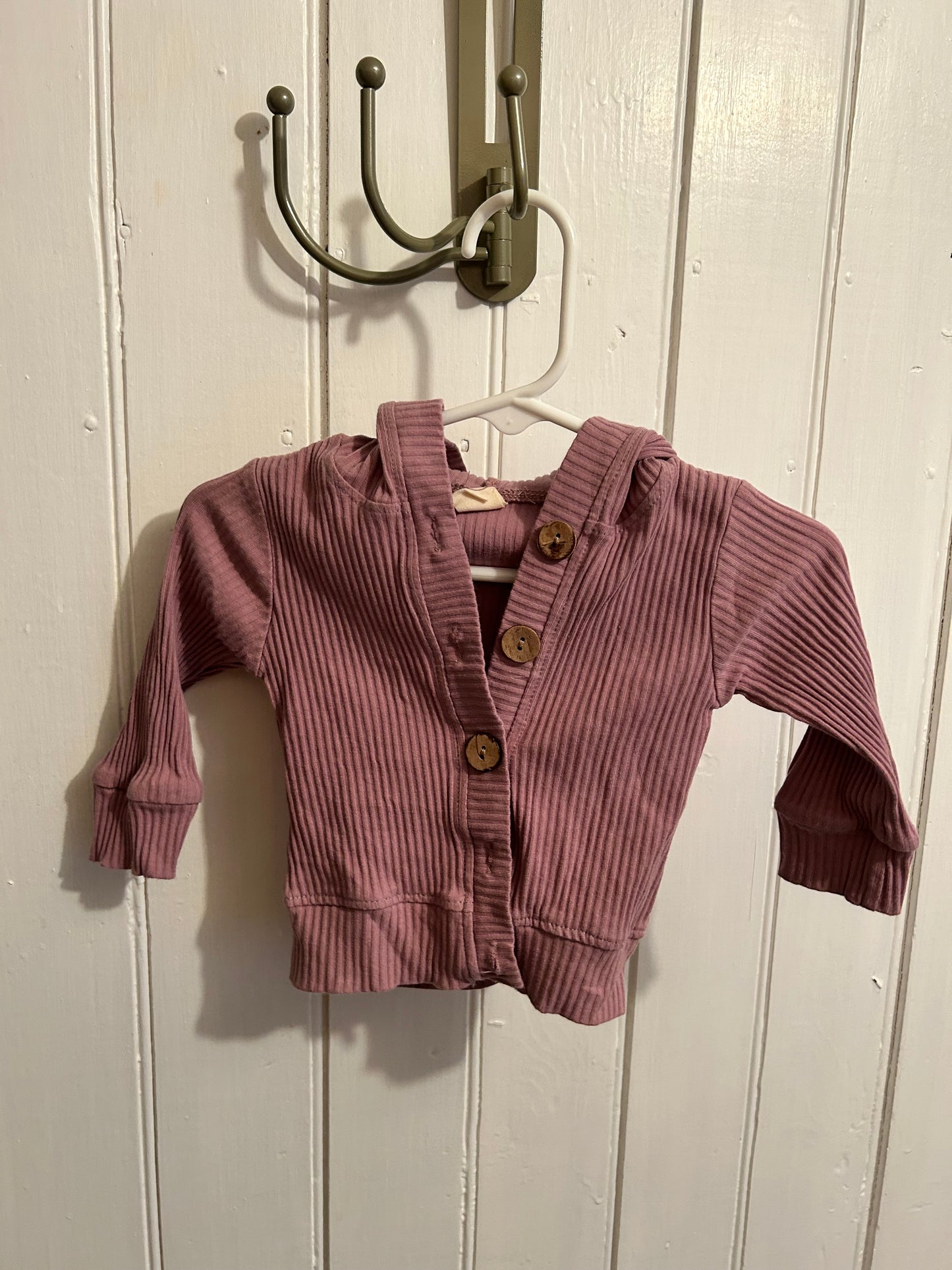 6m dusty pink ribbed cardigan