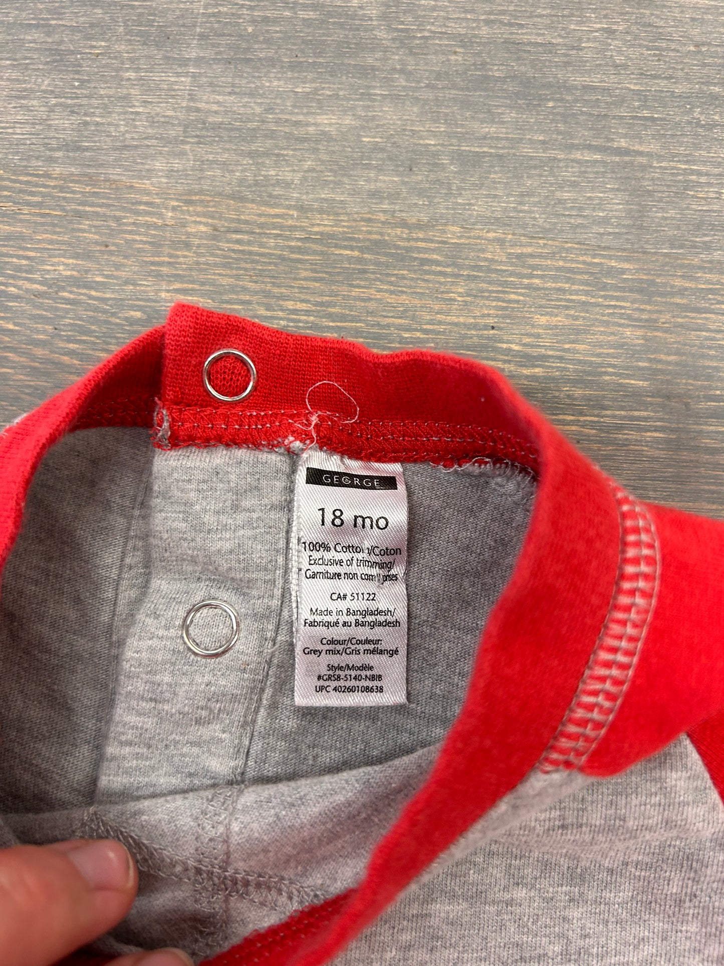 George 18m grey & red romper