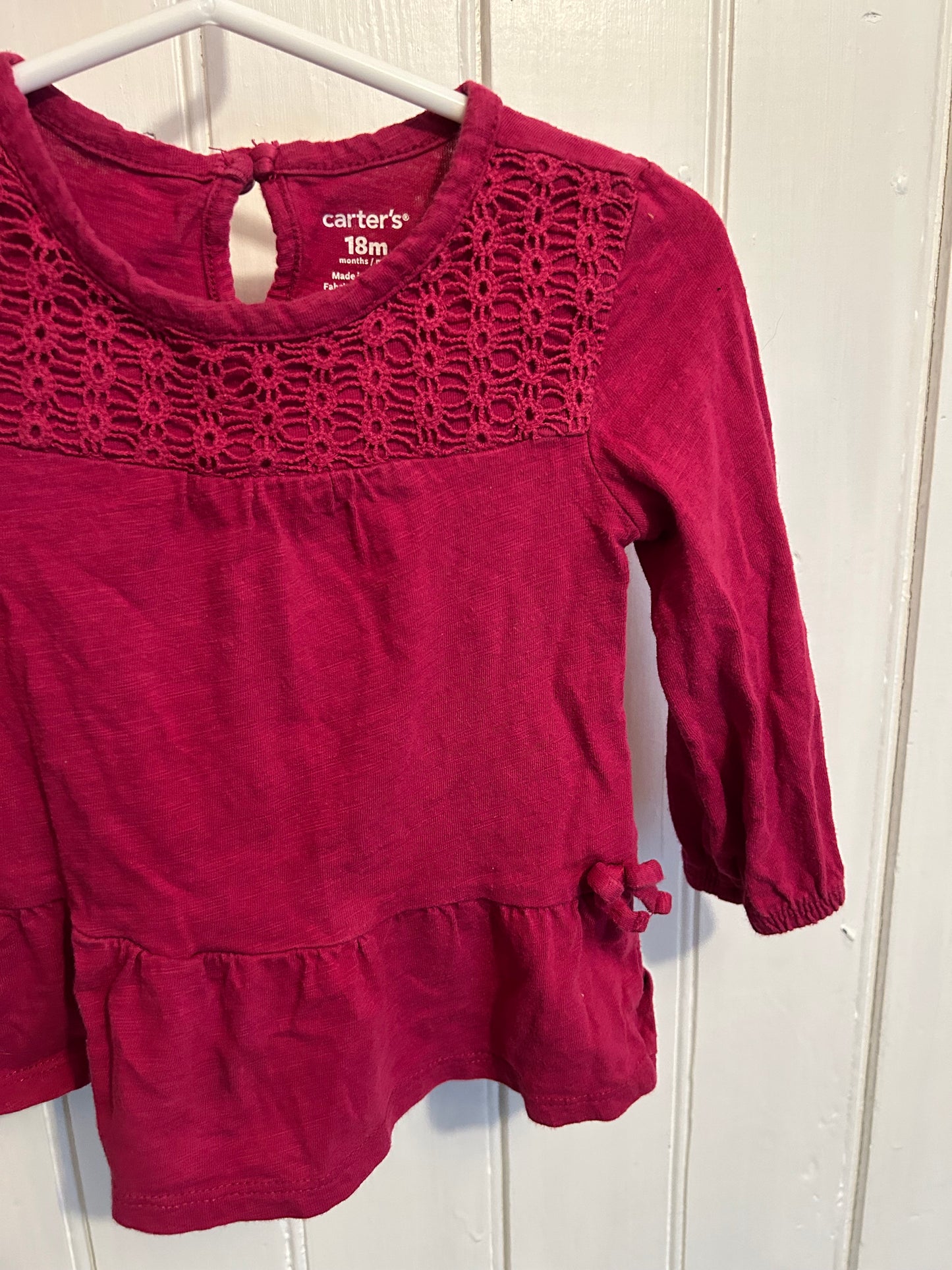 Carters 18m pink lace peplum top