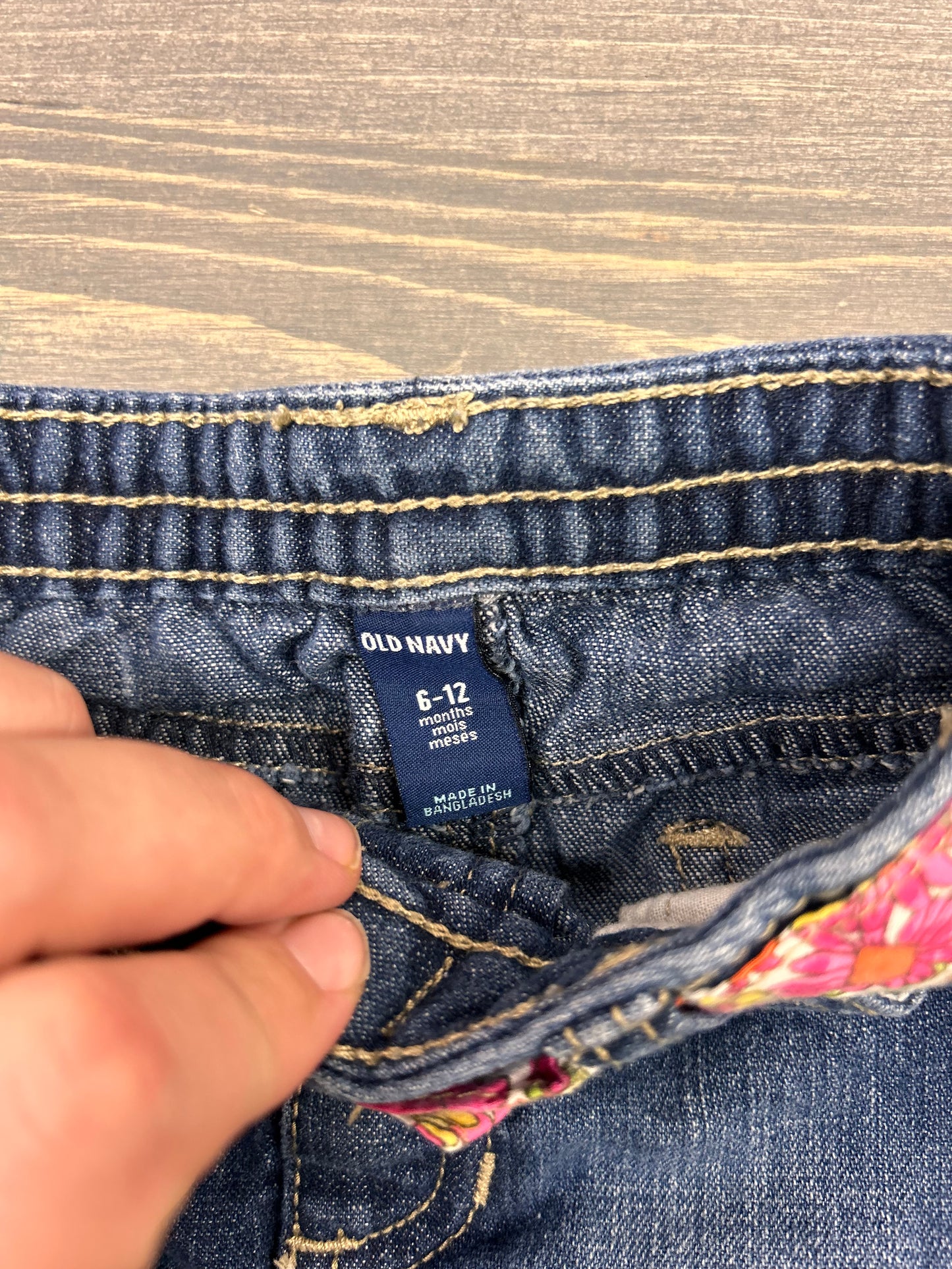 Old navy 6/12m denim skirt with floral belt