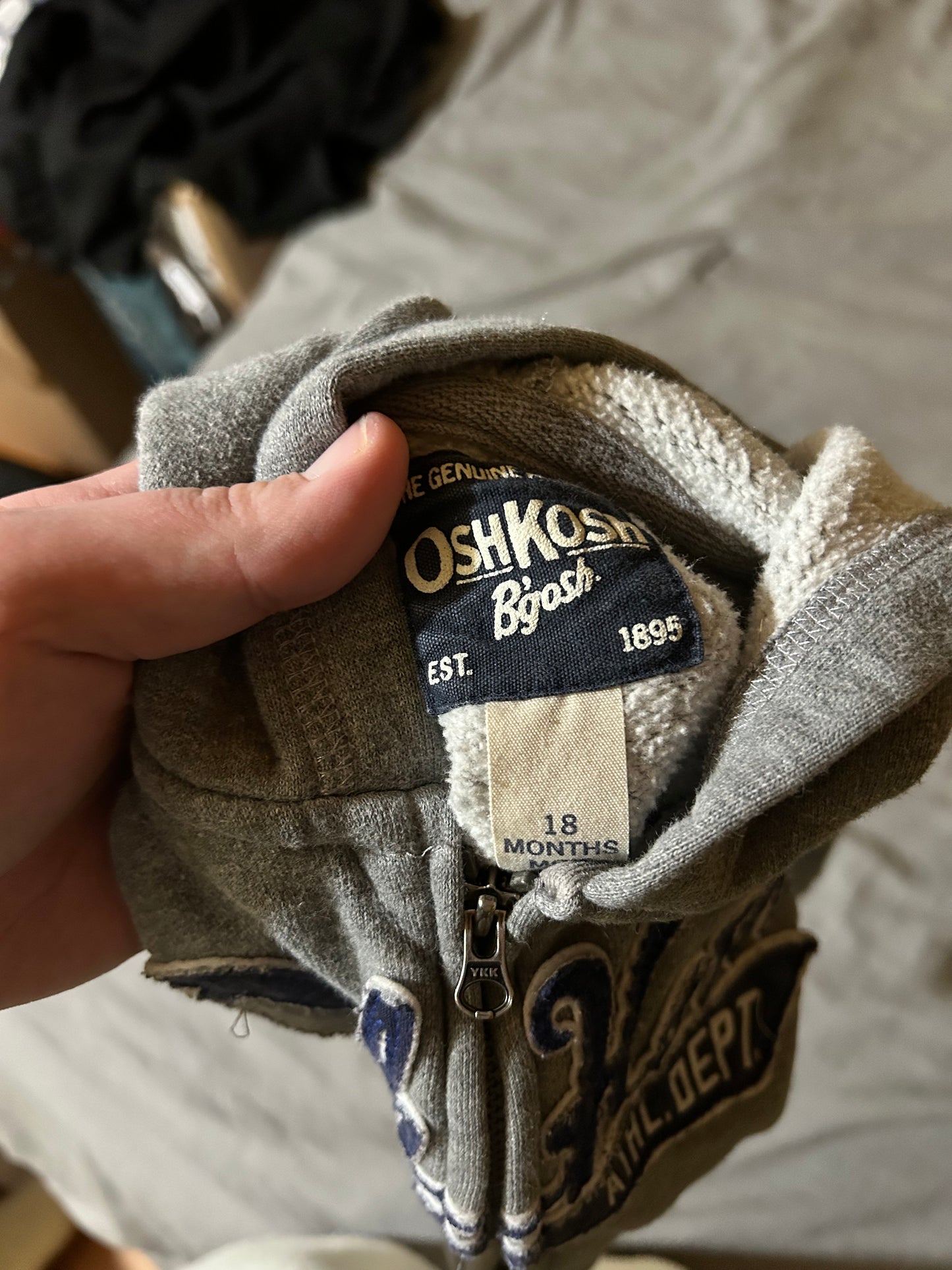 Oshkosh 18m grey zip up hoodie