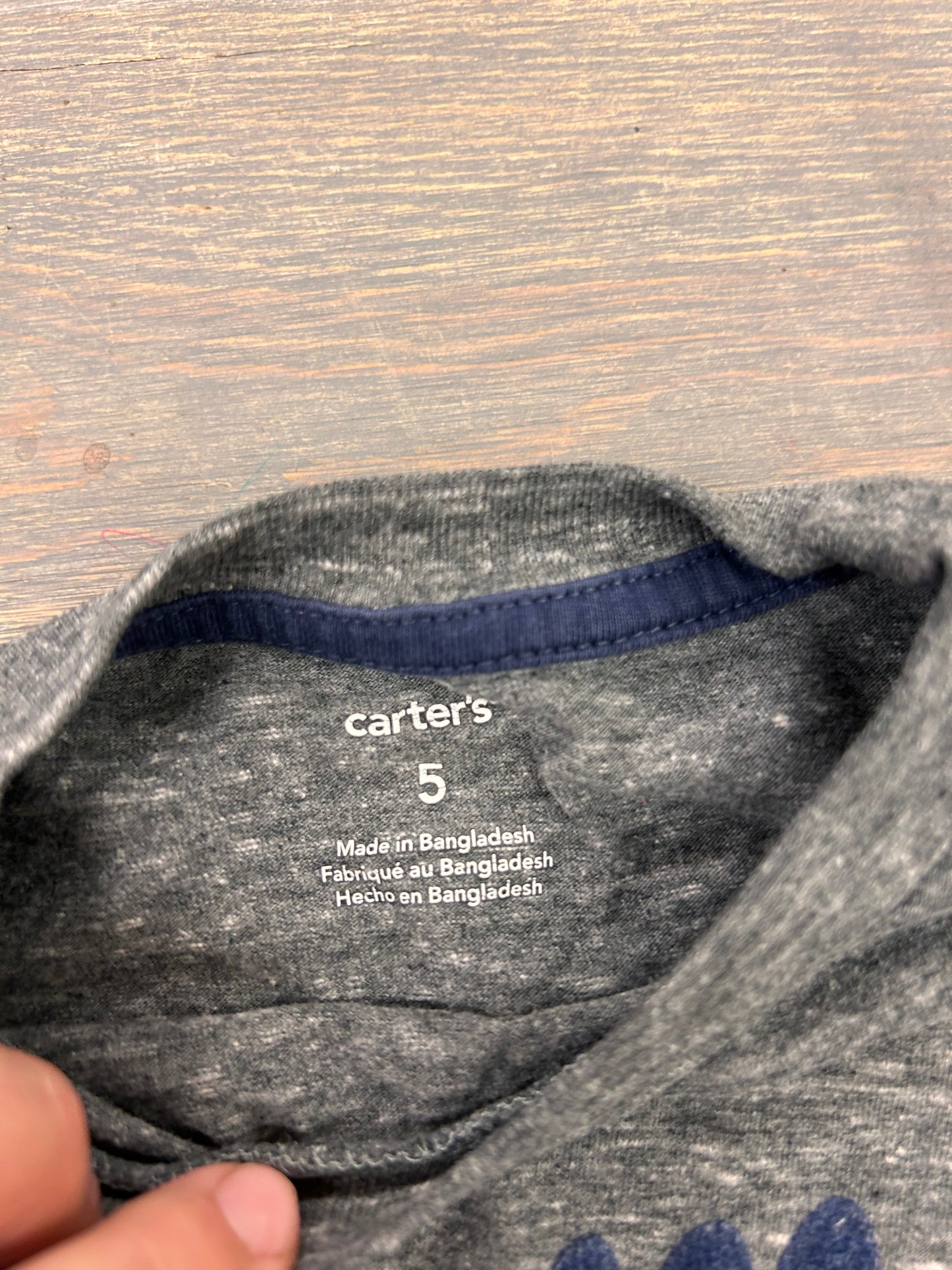 Carters 5 grey ladies man long sleeve shirt