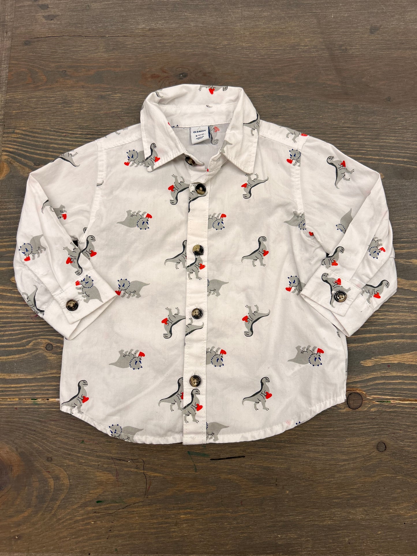 Old navy 6/12m heart Dino button up shirt