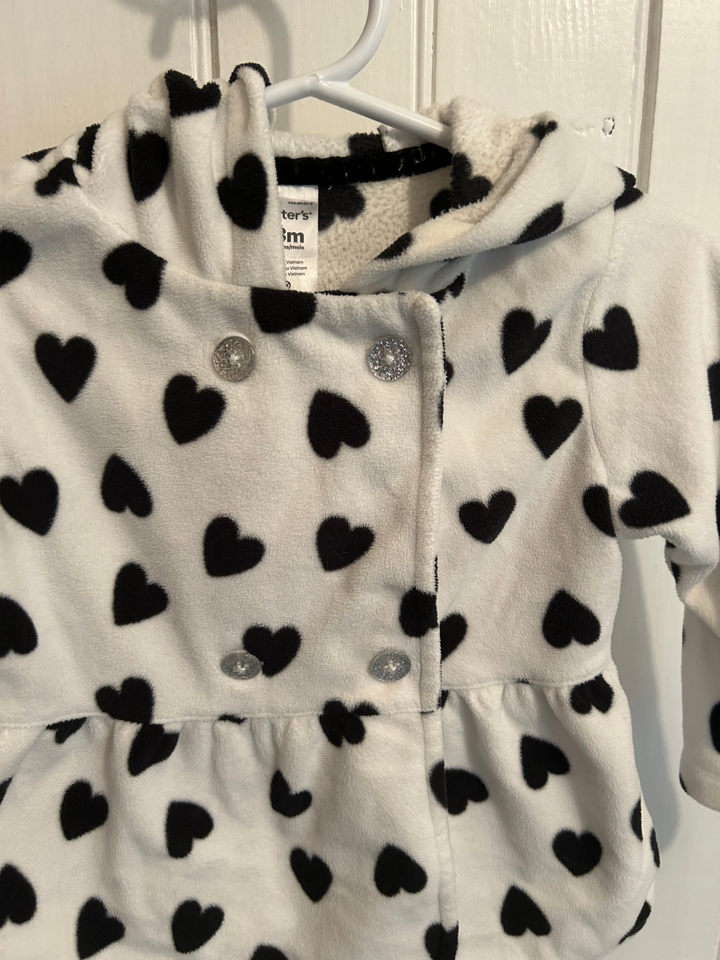 Carters 18m heart fleece hooded cardigan