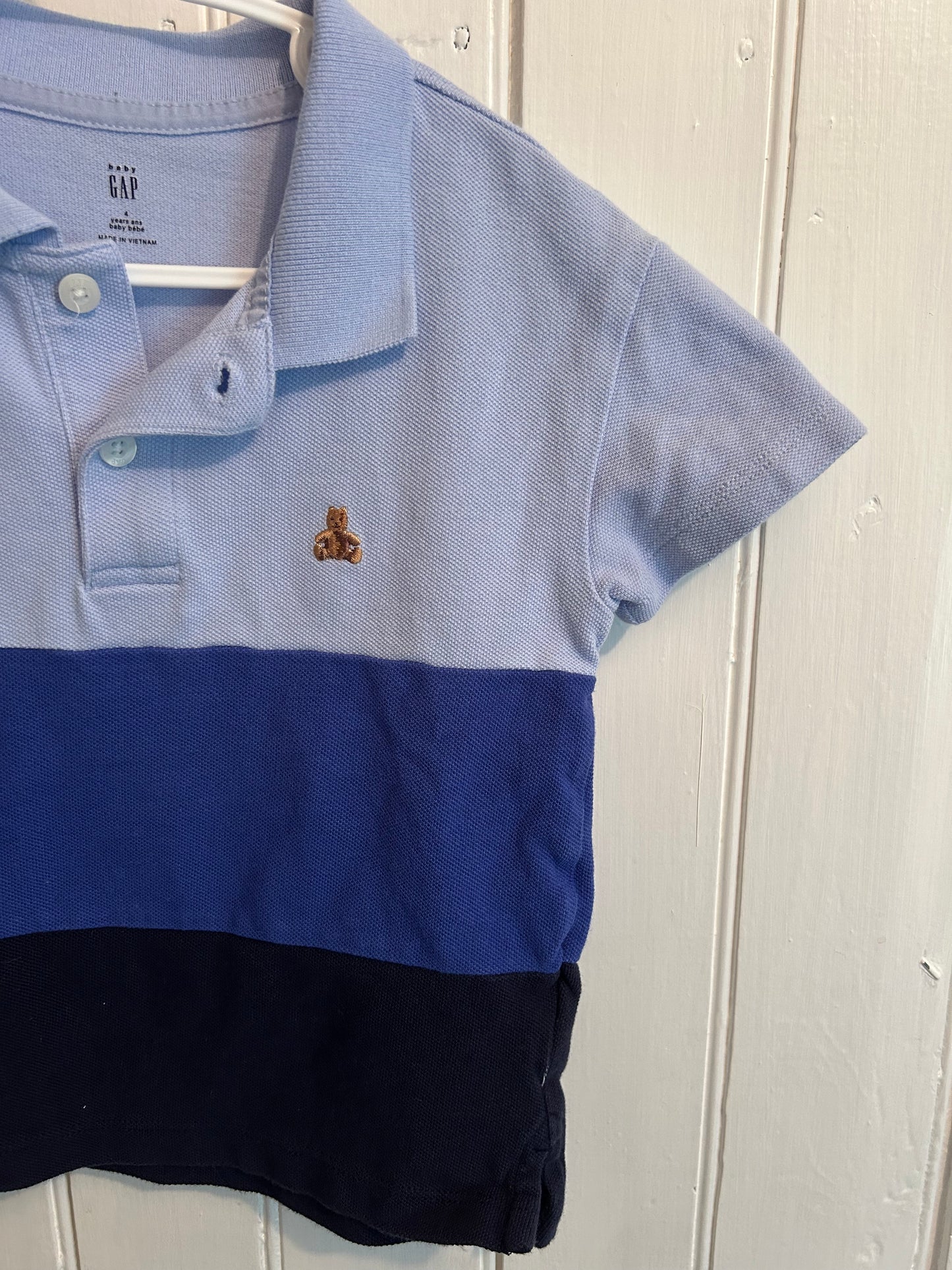 Gap 4t blue colourblock polo top