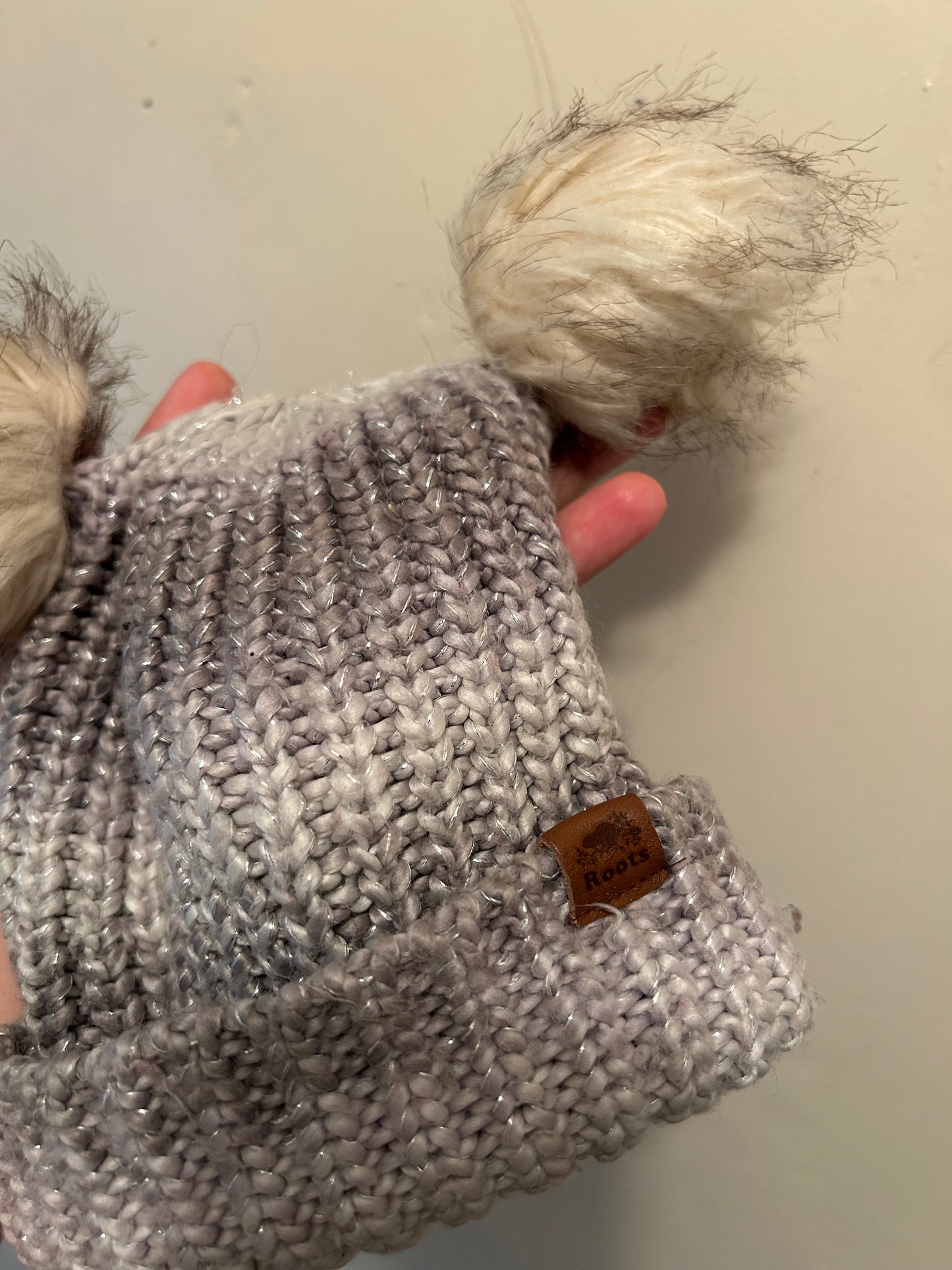 Roots 12/24m grey knit Pom hat