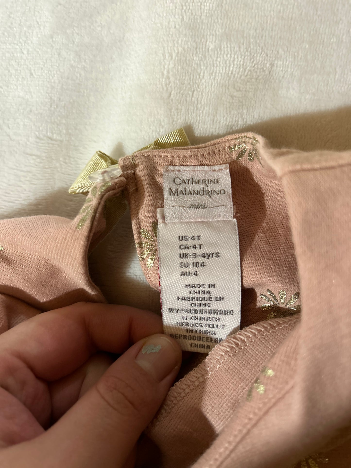 Catherine malandrino 4t pink & gold floral top